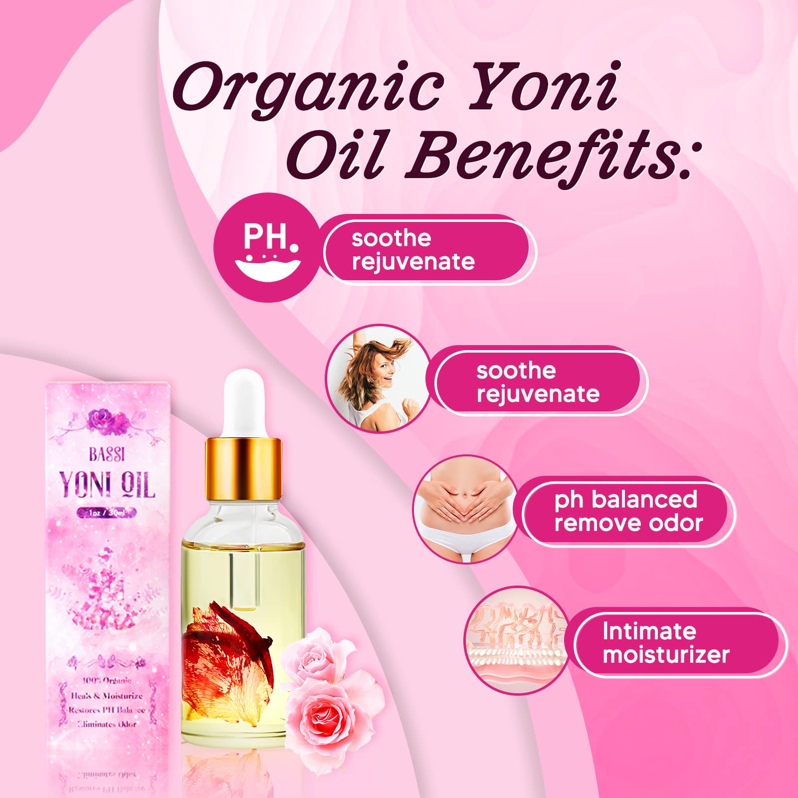 Feminine Wash & Yoni Oil & Yoni Soap Set for Women, Yoni Wash for Vaginal Ph Balance Remove Odor BASSI uk supplements