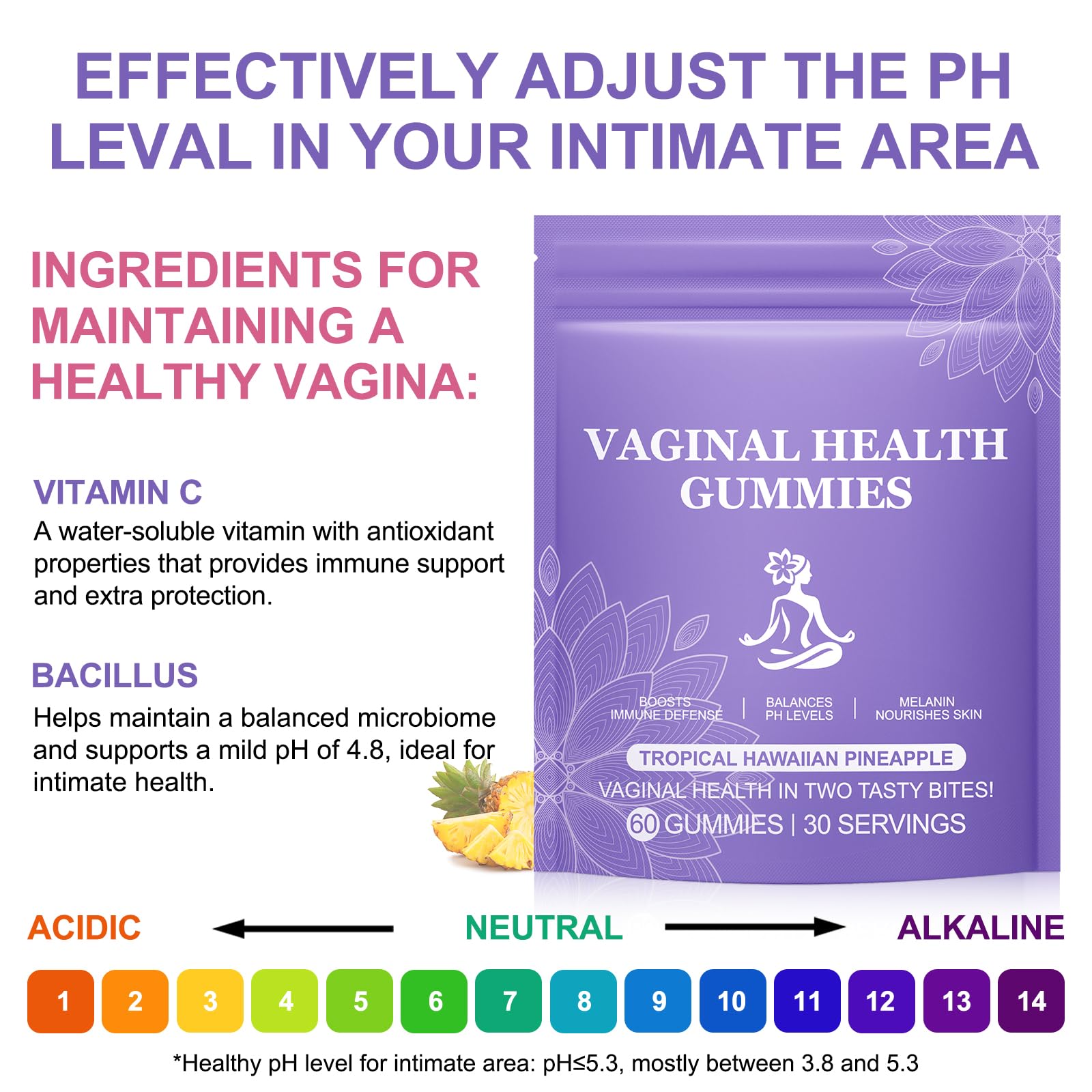 Vital Vaginal Probiotic Gummies for Women, 60PCS Feminine Balance Gummies, PH Balance,Immune Support, Vegan, Gluten-Free, Vaginal Probiotics Supplement, 60 Count DCTTVHVD uk supplements