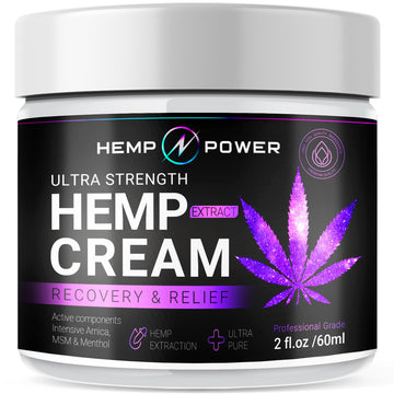 Hemp Power Joint Muscle Relief Cream, with Hemp, Menthol, MSM Arnica, Support Your Back, Muscles, Joints, Neck, Shoulder, Knee, Nerves - 2 Fl Oz. HEMP POWER uk supplements