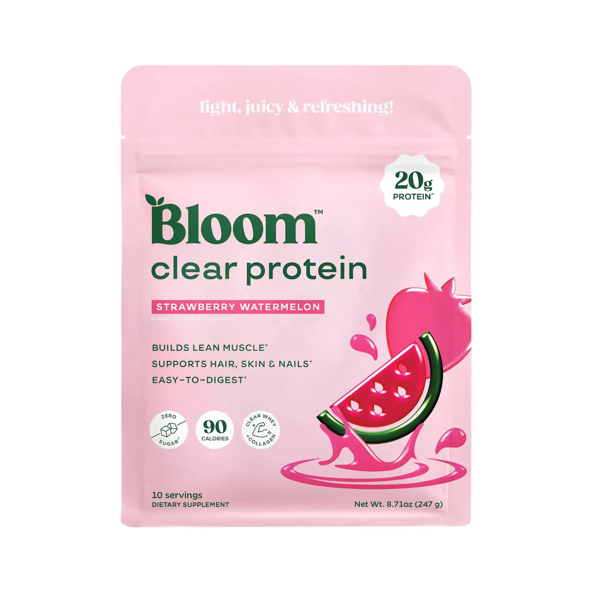 Bloom Clear Protein, Whey Protein Isolate with Collagen Peptides and Digestive Enzymes, 20g Protein, Sugar Free Post Workout Drink Mix, 90 Calories, Bloom Nutrition uk supplements