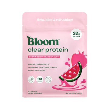 Bloom Clear Protein, Whey Protein Isolate with Collagen Peptides and Digestive Enzymes, 20g Protein, Sugar Free Post Workout Drink Mix, 90 Calories, Bloom Nutrition uk supplements