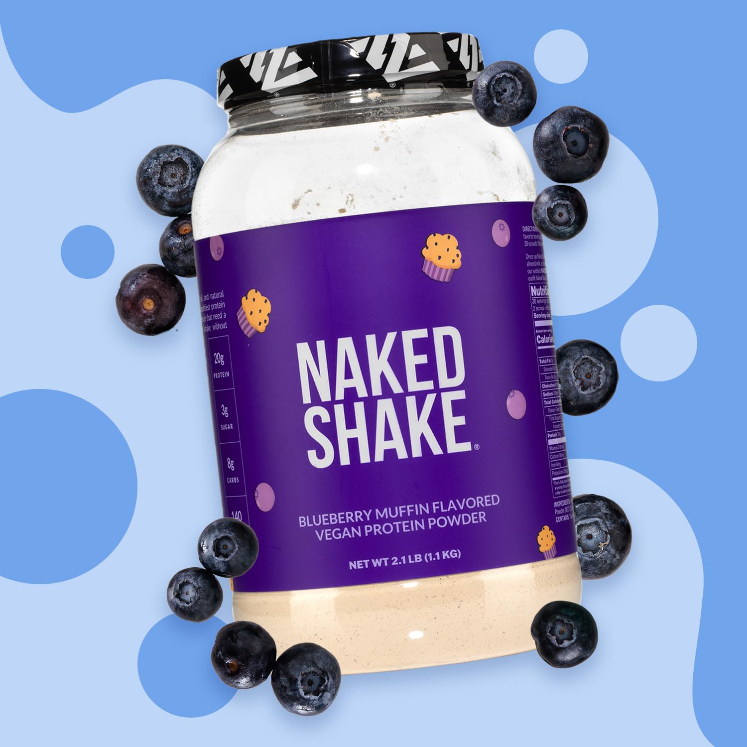 Naked Shake - Blueberry Muffin Protein Powder - Flavored Plant Based Protein Naked Nutrition uk supplements