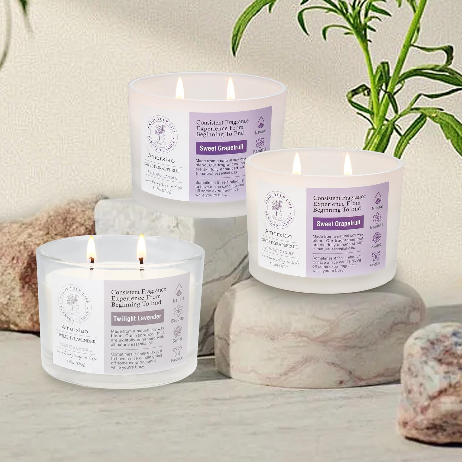 3 Pack Candles for Home Scented, 34.8 oz 240 Hour Long Lasting Candles Set, Grapefruit &Lavender ROSIANS uk supplements