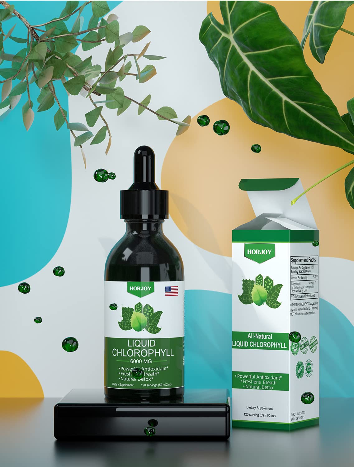 Chlorophyll Liquid Drops - 100% Natural Energy Booster and Immune Support - Internal Horjoy uk supplements