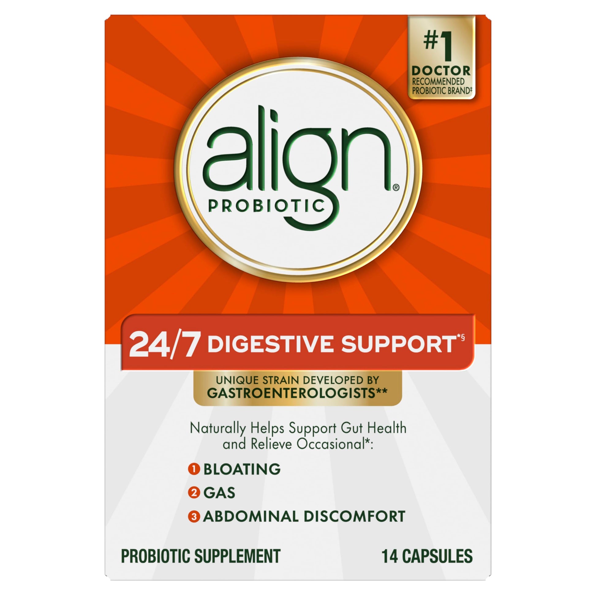 Align Probiotic, 24/7 Digestive Support*§, Probiotics for Women and Men, Probiotics for Digestive Health, Men and Womens Probiotic Capsules Help Relieve Occasional Bloating & Gas*, 14 Capsules Align uk supplements