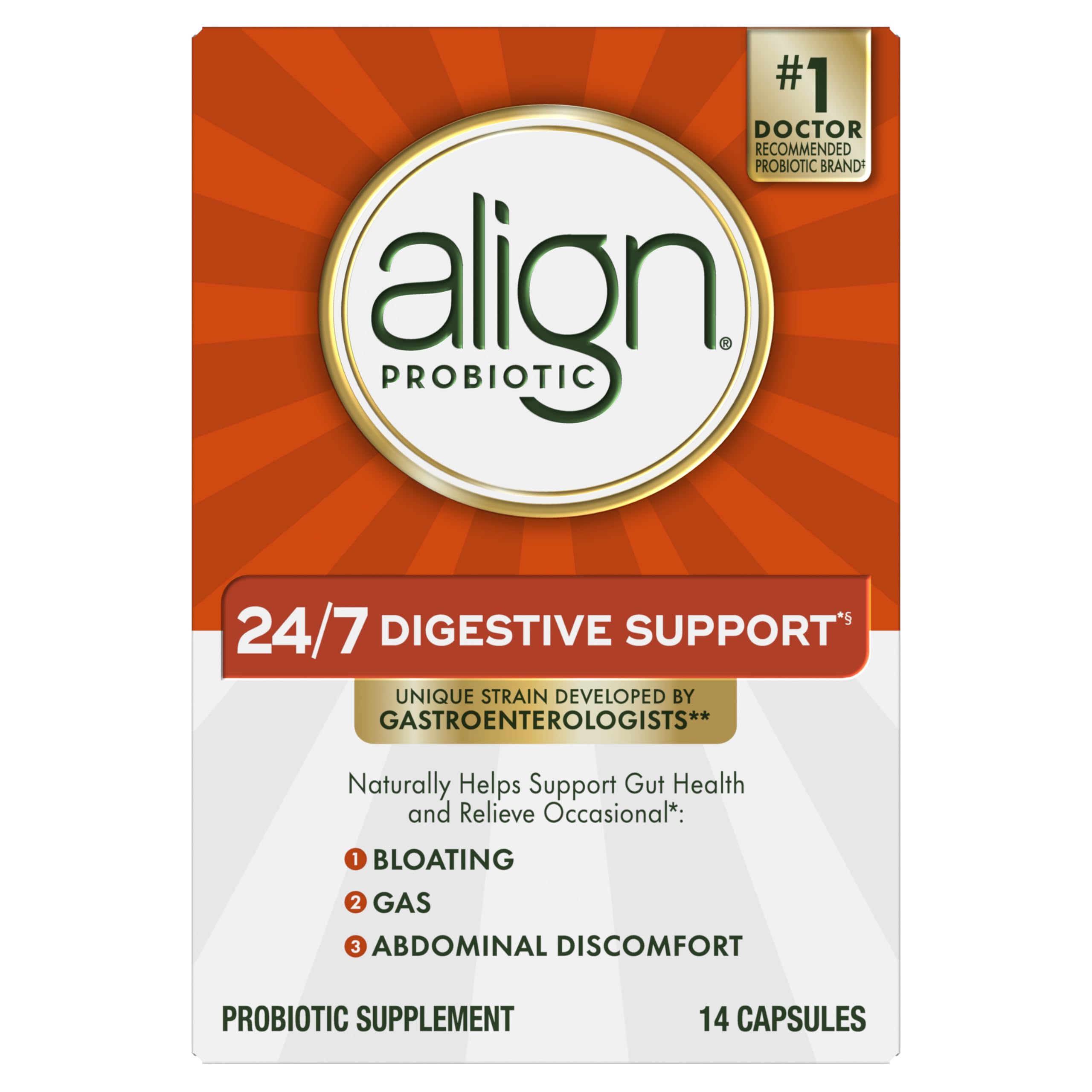 Align Probiotic, 24/7 Digestive Support*§, Probiotics for Women and Men, Probiotics for Digestive Health, Men and Womens Probiotic Capsules Help Relieve Occasional Bloating & Gas*, 14 Capsules Align uk supplements