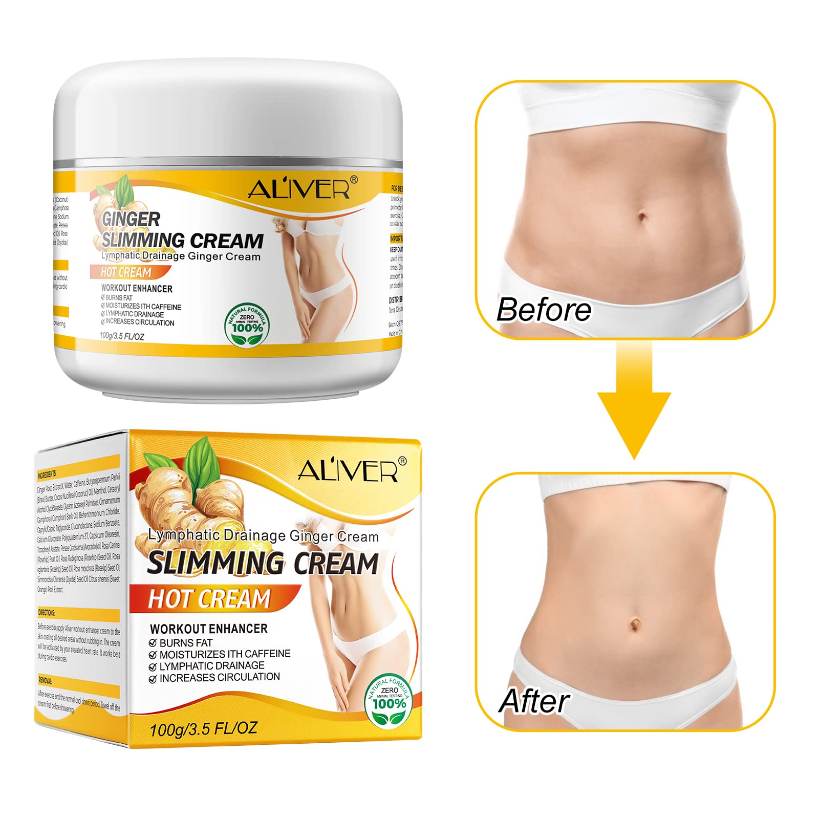 VOGSIG Anti Cellulite Slimming Cream Gel, Hot Cream, Ginger Fat Burning Weight Loss Full VOGSIG uk supplements