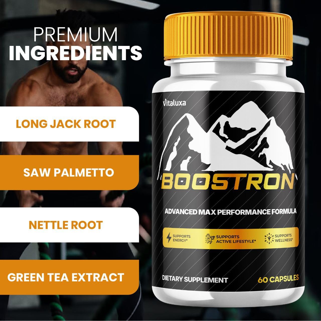 Boostron Capsules, Boostron Supplement Pills - Boostrom Maximum Strength Performance Blend Premium Advanced Formula All Natural Ingredients for Advanced Health Vitamin Support Reviews (60 Capsules) Vitaluxa uk supplements