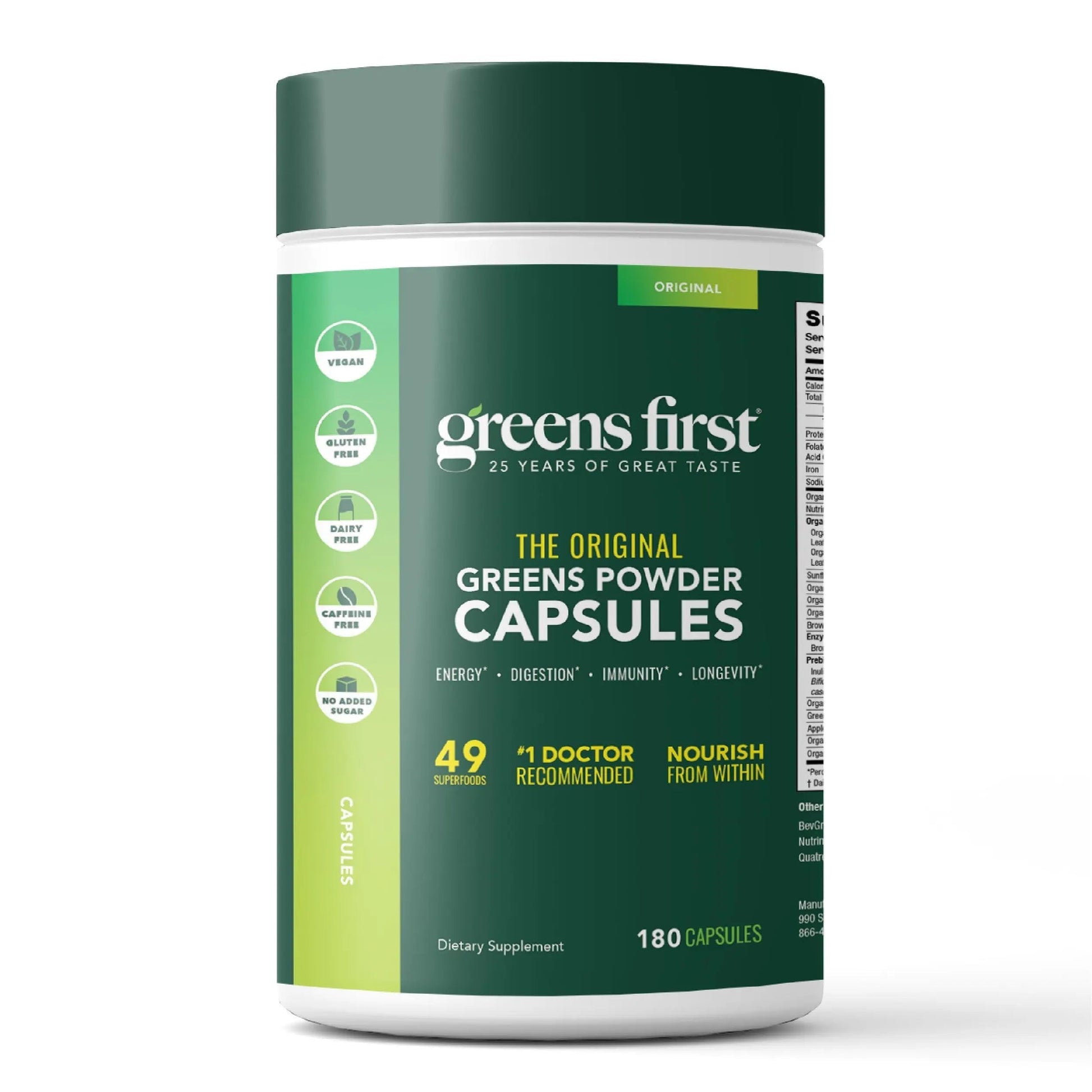 Greens First Phytonutrient Capsules - 49 Antioxidant-Rich Superfoods with Organic Fruits & Veggies, Prebiotics, Probiotics Greens First uk supplements