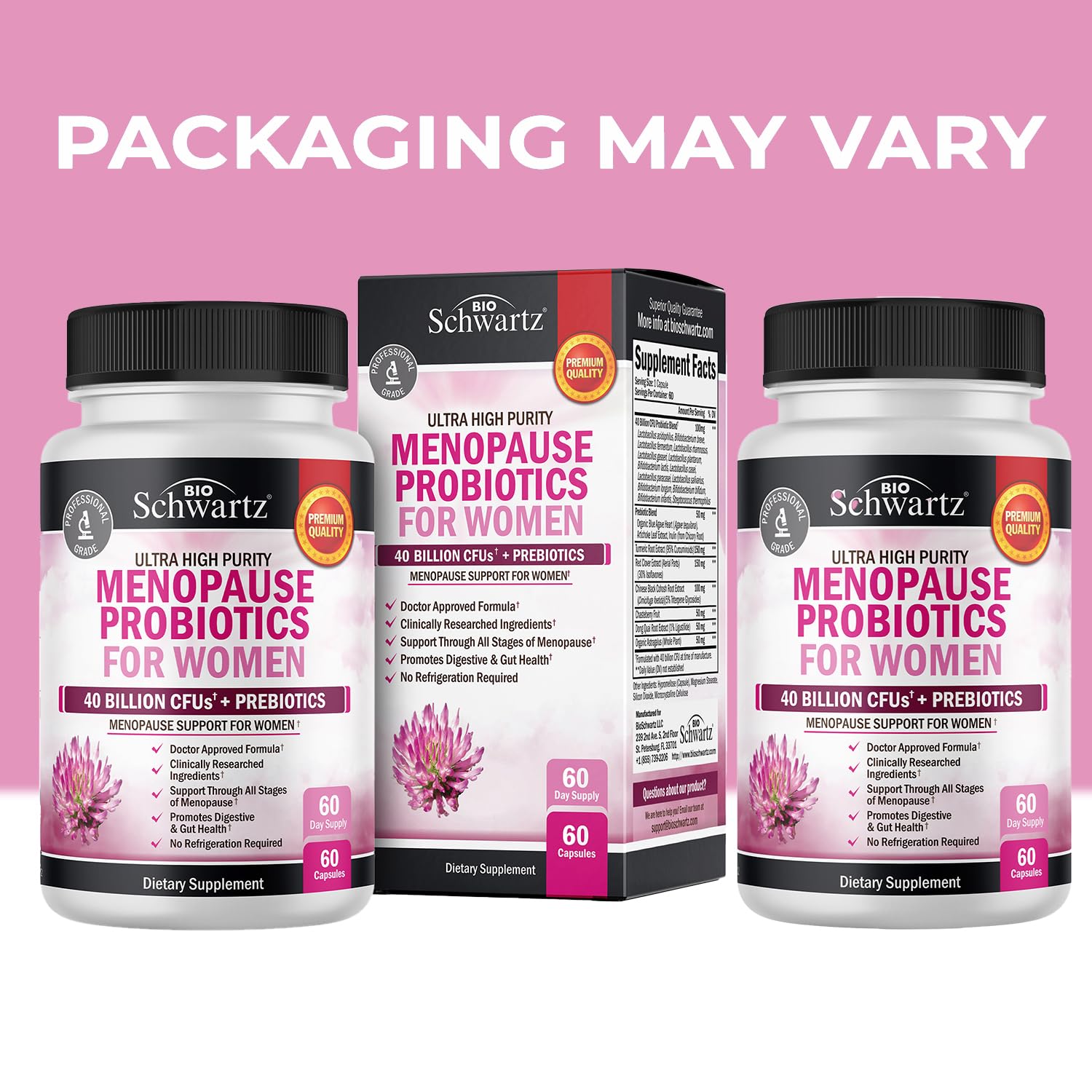 Menopause Support Probiotics for Women - Unique Menopause Relief for Hot Flashes BioSchwartz uk supplements