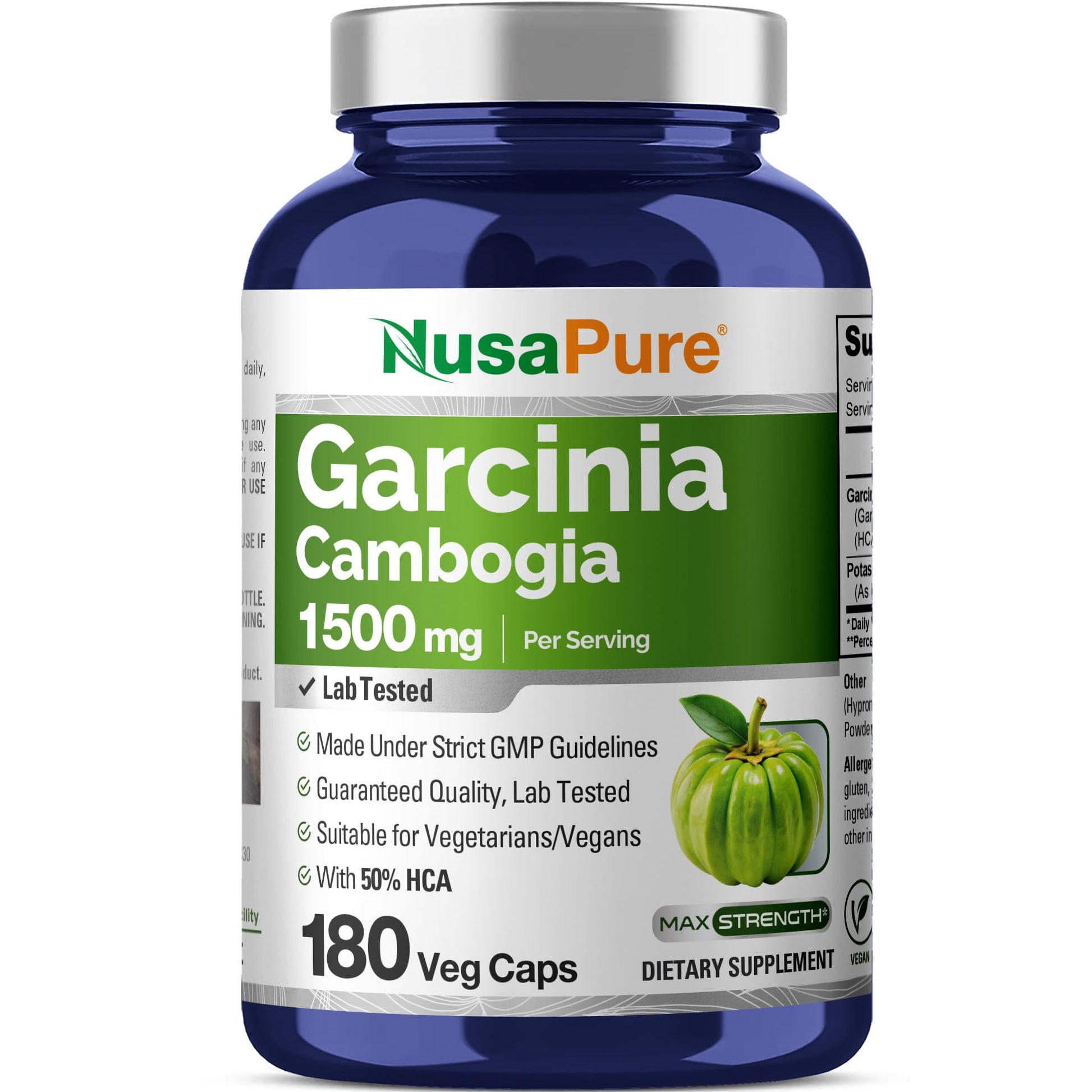 NusaPure Garcinia Cambogia 180 Veggie Capsules 1500mg (Vegetarian, Non-GMO, Vegan) NusaPure uk supplements