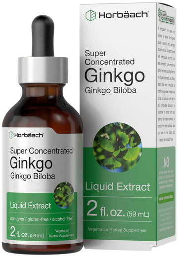 Ginkgo Biloba Extract Liquid 2 fl oz | Alcohol-Free Herb Supplement | Vegetarian Horbäach uk supplements