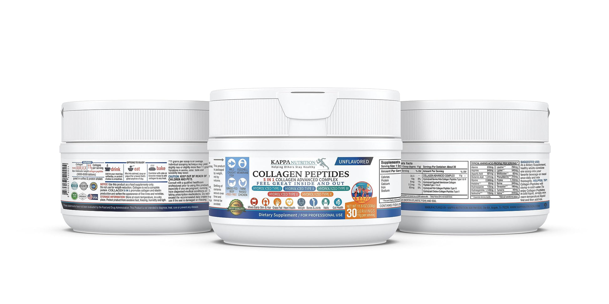 KAPPA NUTRITION Collagen Peptides Powder, 5 in 1 Multi-Collagen Advanced Complex with Hydrolyzed Collagen Peptides, Supports Skin, Hair, Nails, Joints & Bones / 30 Servings KAPPA NUTRITION uk supplements