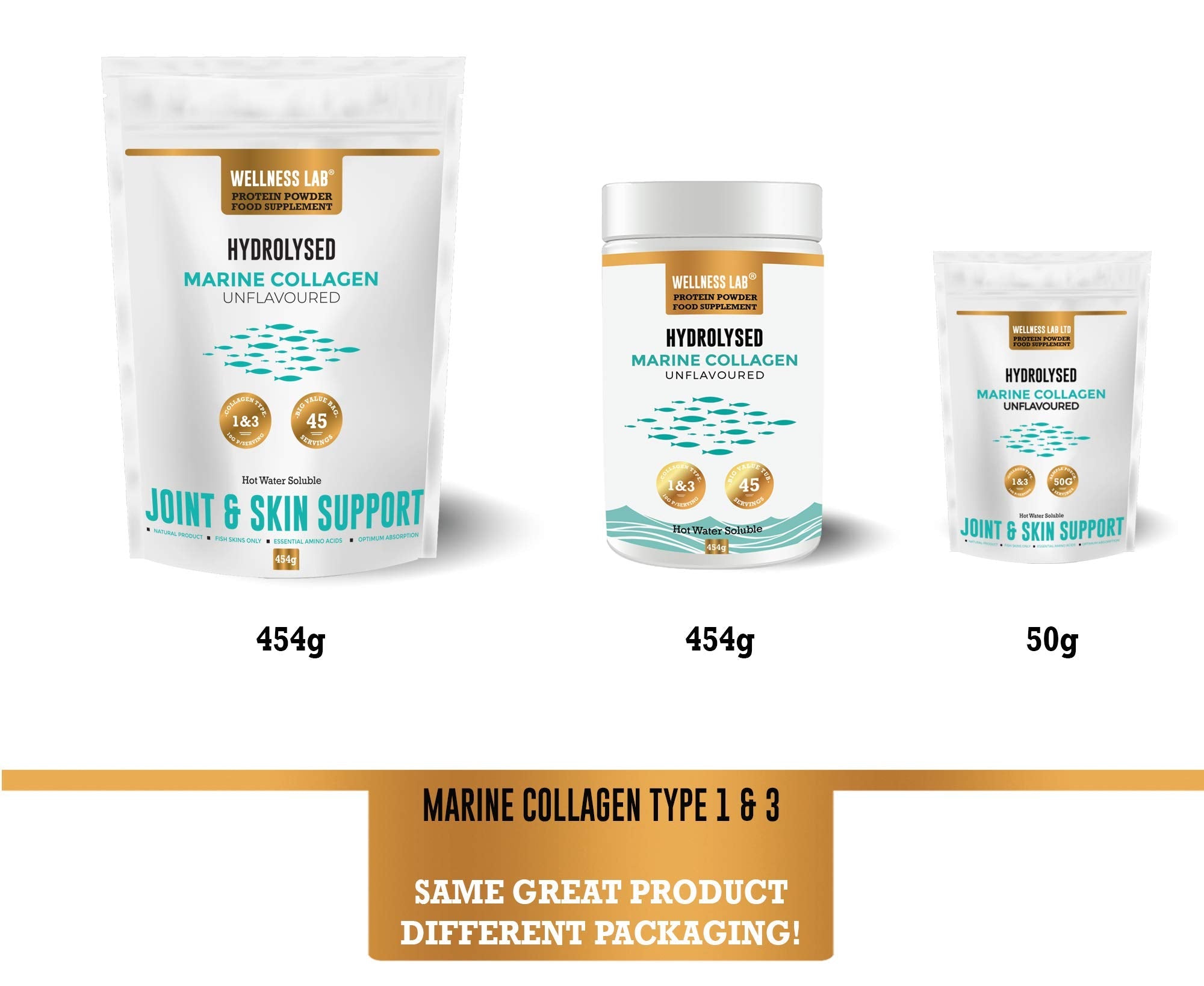 Cleanest Marine Collagen Peptides | Wellness Lab 454g | Type I,III | Highest Bioavailability Hydrolysed Protein Wellness Lab uk supplements