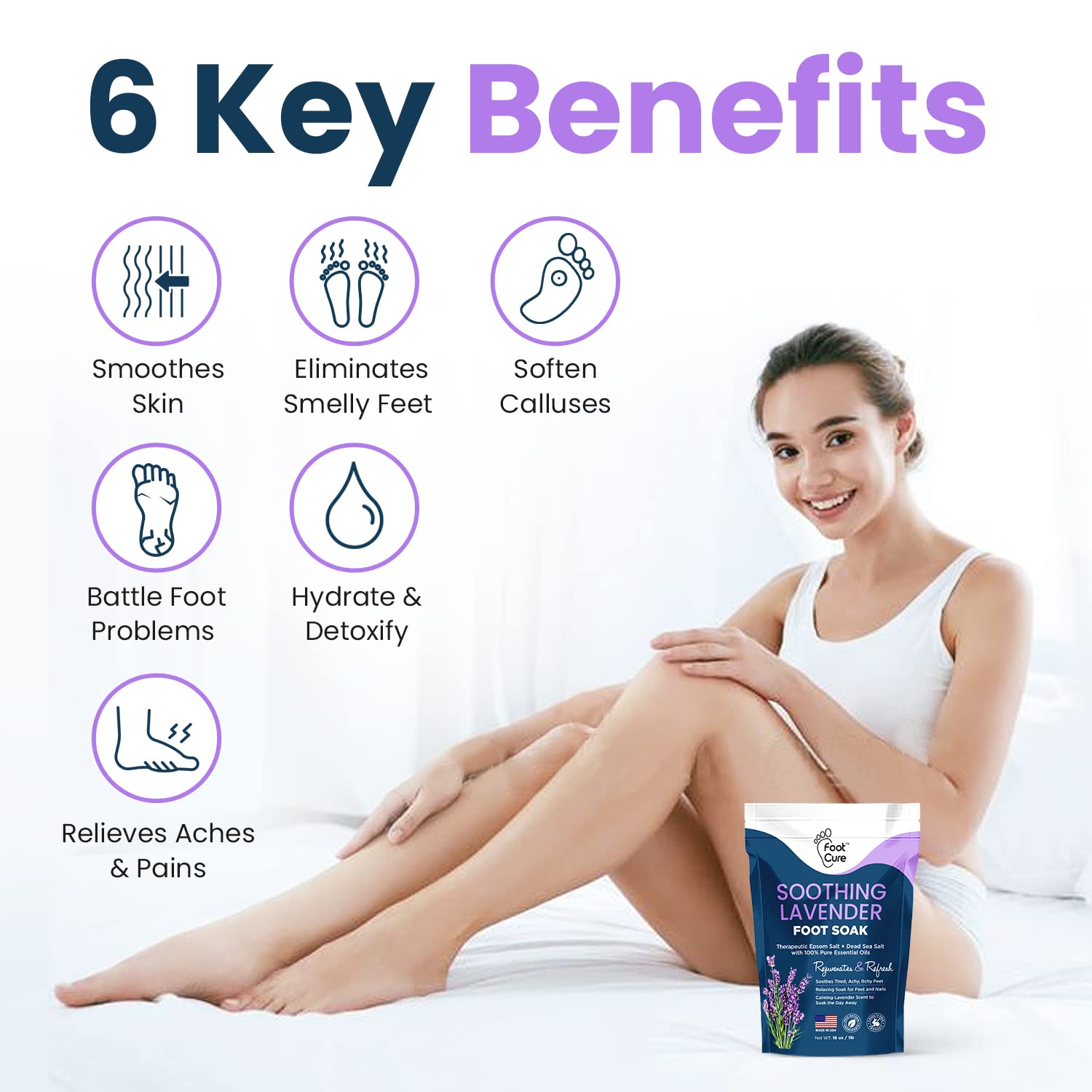 Soothing Lavender Foot Soak with Epsom Salt - Best Toenail Treatment, & Softens Calluses FOOT CURE uk supplements