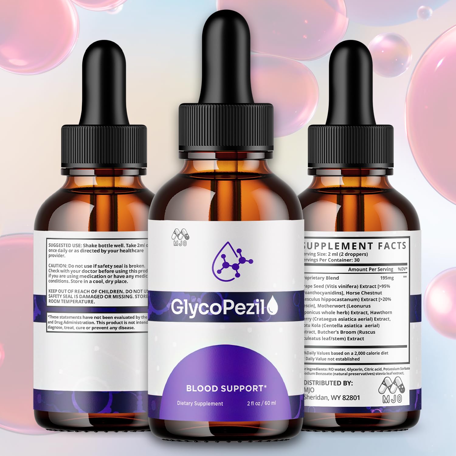 (3 Pack) Glycopezil Drops, Official Glycopezil Blood Health Support Drops with All Natural Ingredients, Advanced Health & Wellness Support Formula with Premium Vitamins for Women & Men (90 Servings) MJO uk supplements