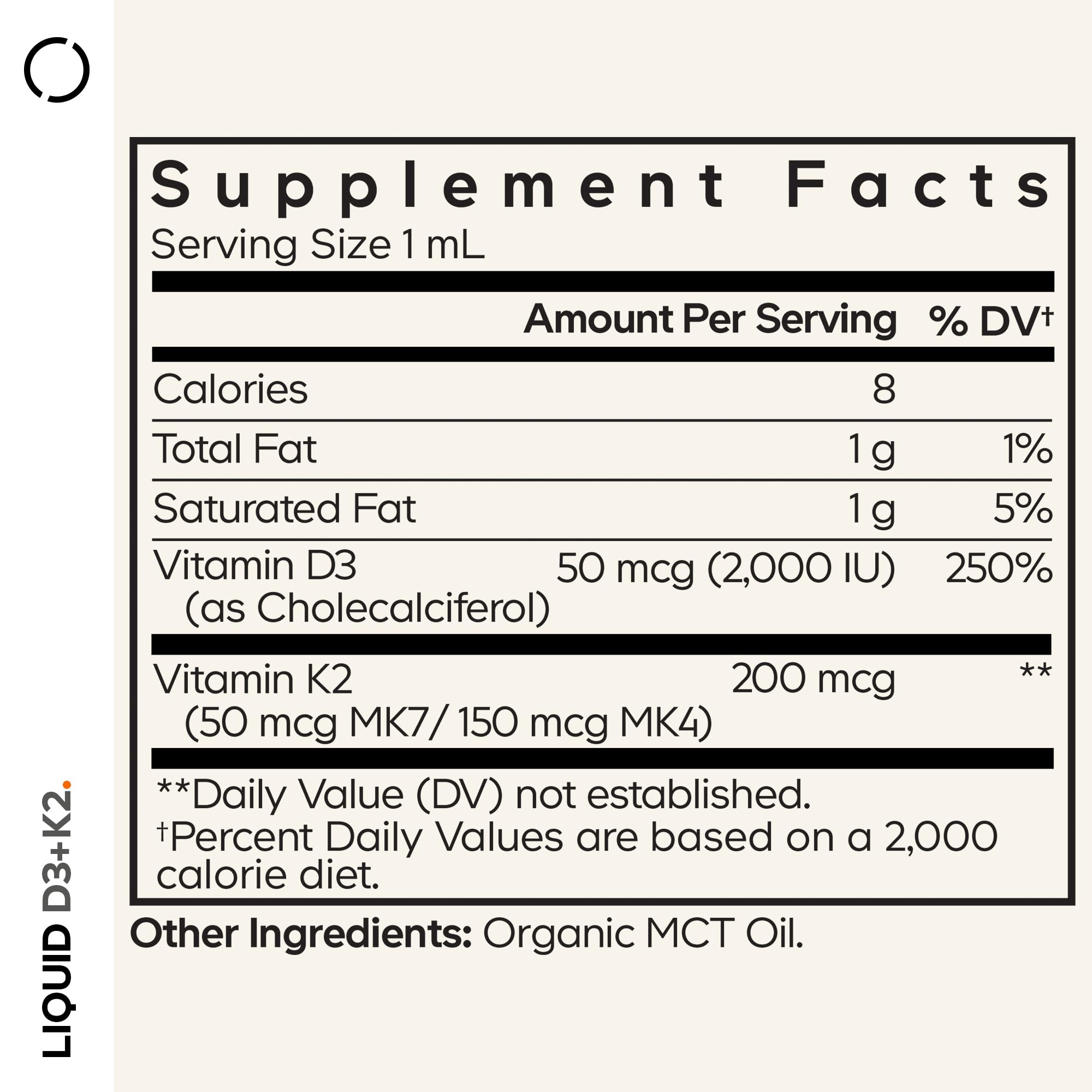 Codeage Liquid D3+K2 Vitamins USDA Organic - Vitamin D3 2000 IU, Vitamin K2 (MK4 & MK7) Liquid Drops - Immune Support - Unflavored - Organic MCT Oil - Non-GMO - 1 fl oz Codeage uk supplements