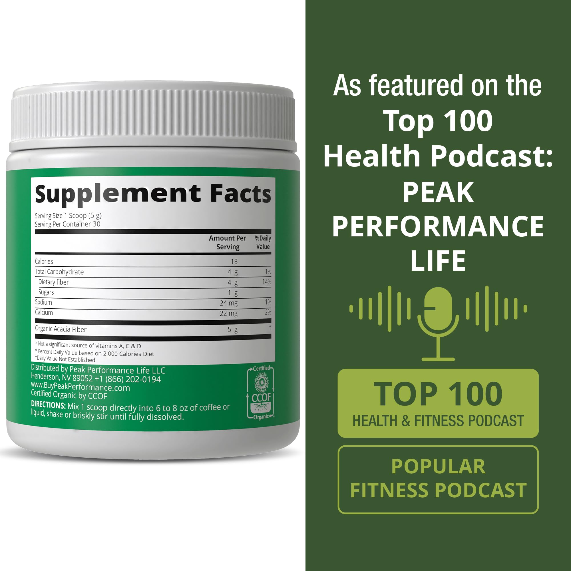 Peak Performance Organic Acacia Senegal Prebiotic Fiber Powder. Unflavored USDA Organic Plant Based Soluble Vegan Prebiotics Gut Health Supplement with Digestive Enzymes Peak Performance uk supplements