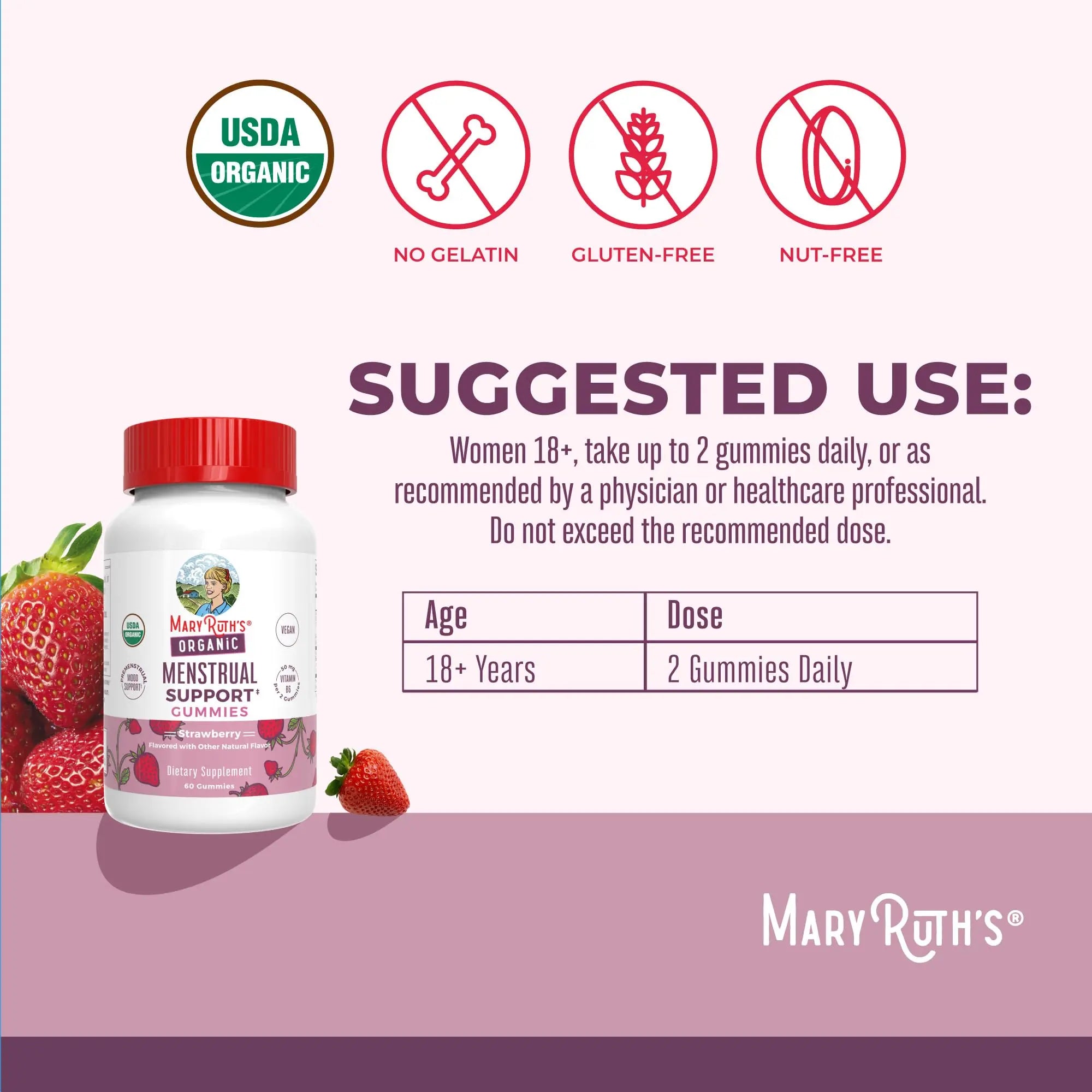 Organic Menstrual Support Gummies by MaryRuth's | for The Relief of Common Symptoms of Premenstrual Syndrome | PMS Support | Premenstrual Mood Support | USDA Organic | Non-GMO | Vegan | 30 Servings MARYRUTH'S uk supplements