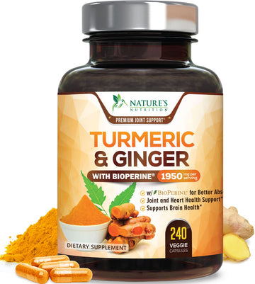 Turmeric Curcumin with BioPerine & Ginger 95% Standardized Curcuminoids 1950mg Nature's Nutrition uk supplements