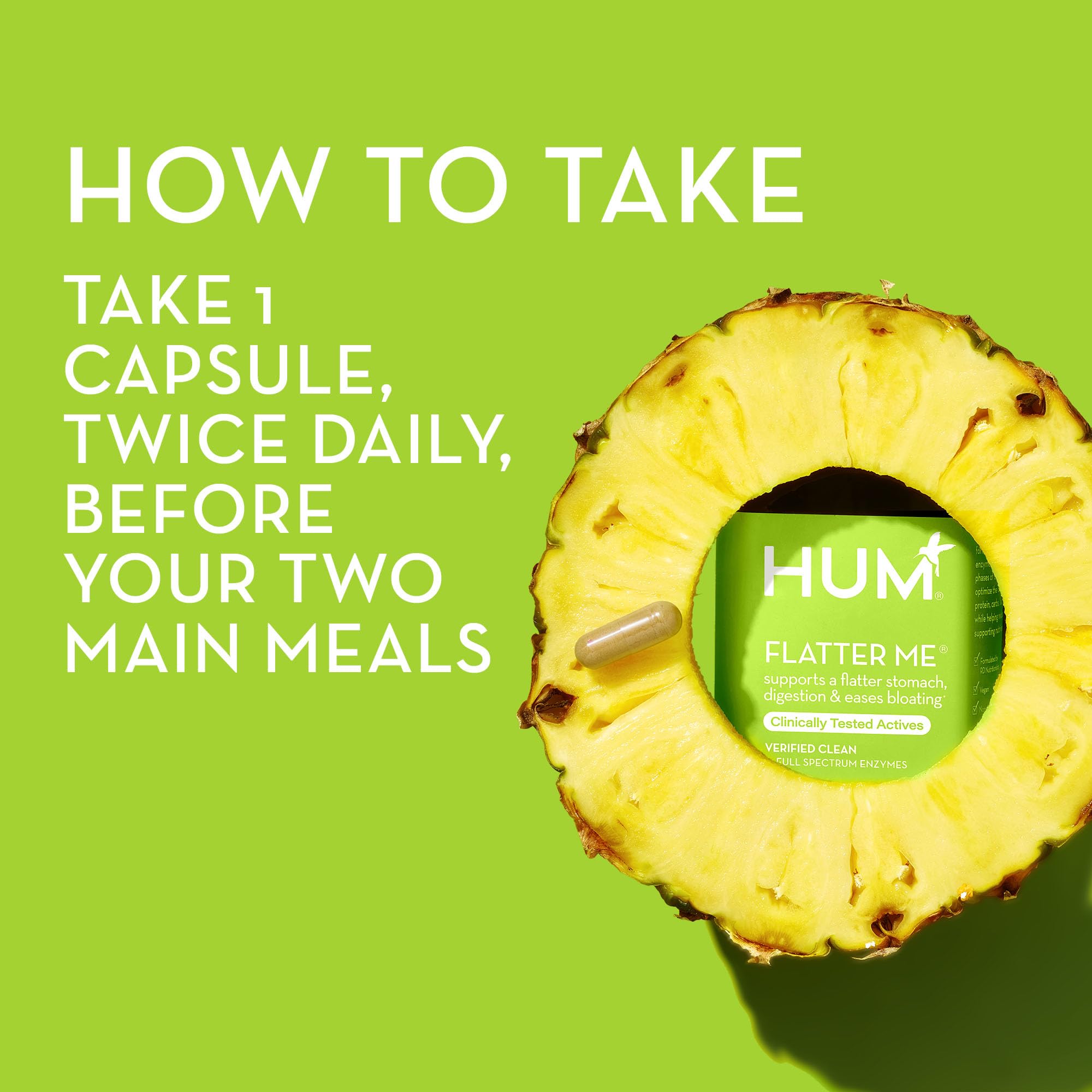 HUM Flatter Me Supplement for Daily Bloating - 18 Full Spectrum Digestive HUM uk supplements