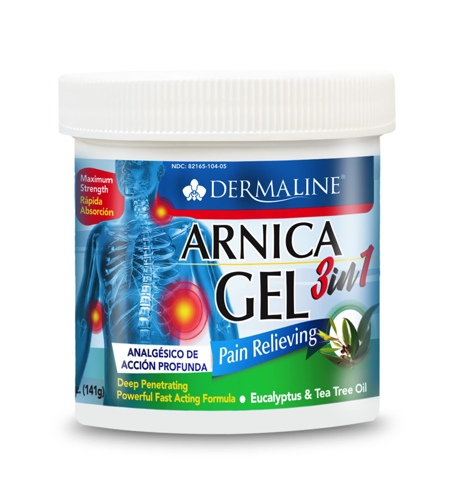 DERMALINE Arnica 3 in 1 Gel, Eucalyptus, Tea Tree Oil, Vitamin E - Fast Acting and Absorbing, Pain Relief DERMALINE uk supplements