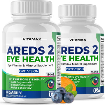 AREDS 2 Eye Vitamins - Lutein, Zeaxanthin, Bilberry, Astaxanthin Mineral Vision Supplement - Supports Eye Strain, Dry Eyes, Pressure, and Vision Health - Made in USA - 120ct Vitamax uk supplements