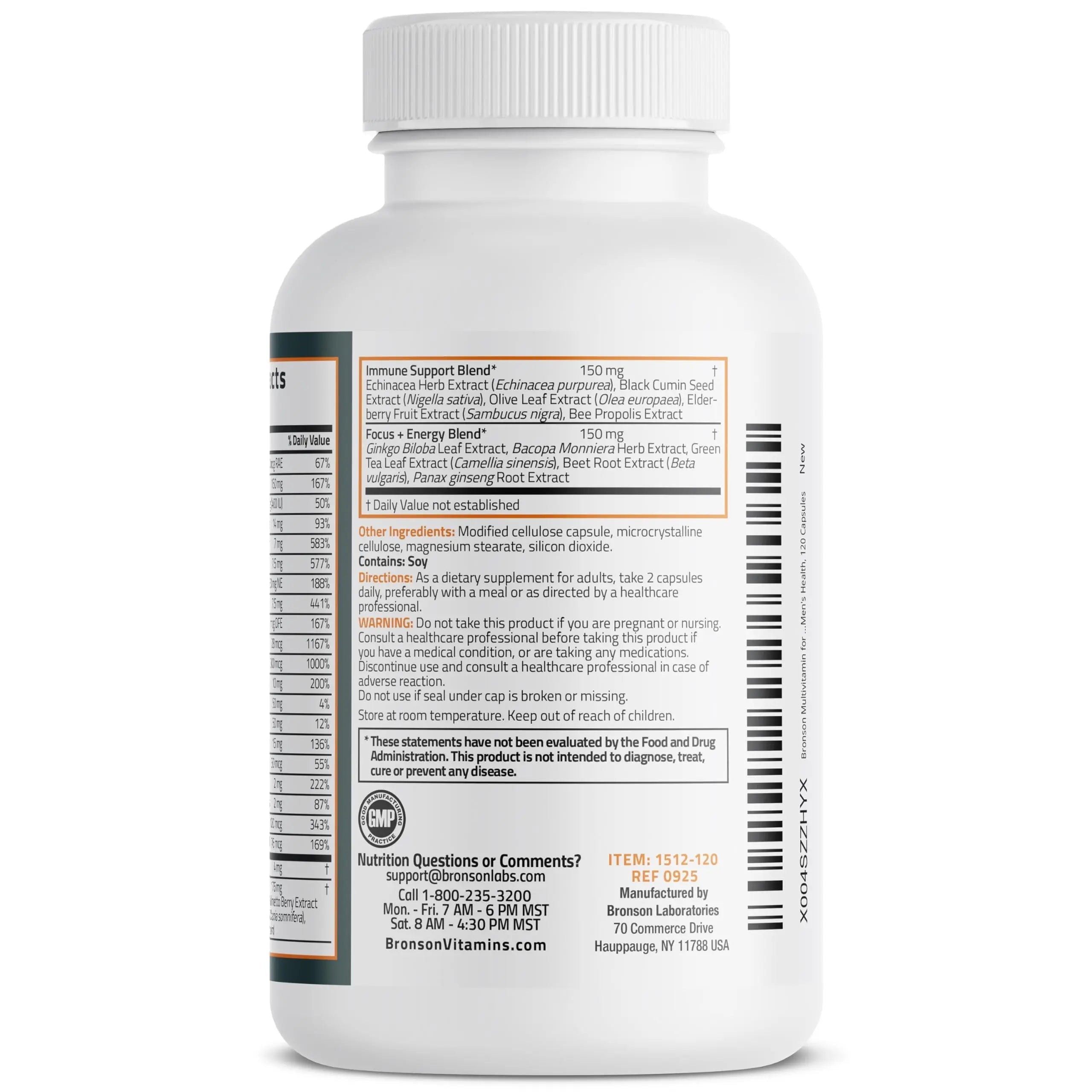 Bronson Multivitamin for Men All-in-One Daily Coverage Formula Key Vitamins, Minerals & Herbs to Support Men's Health, 120 Capsules Bronson uk supplements