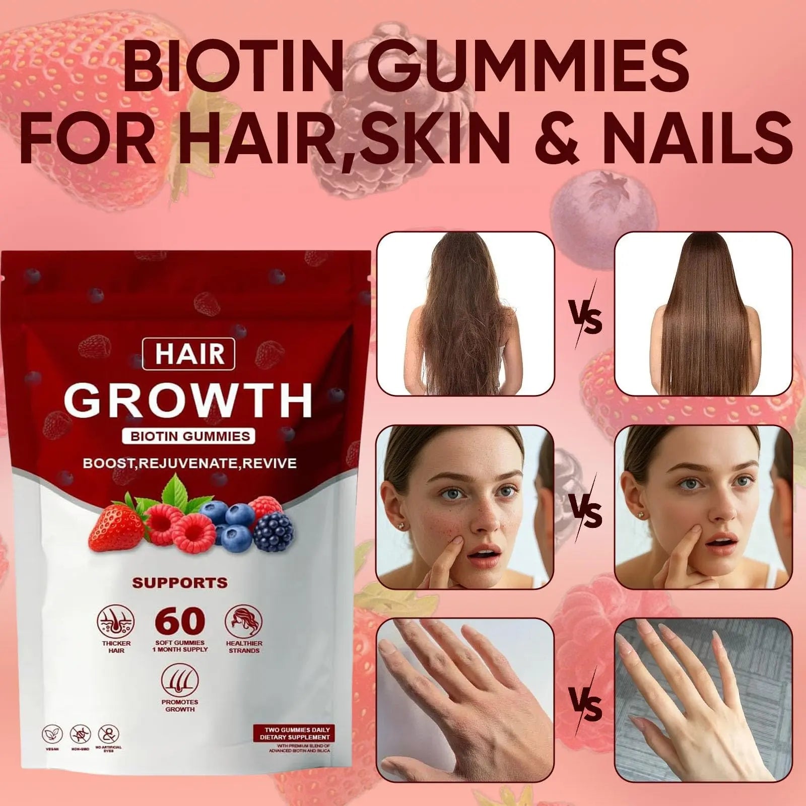 Neonomicon Lumin Hair Growth Gummies – with Biotin, Vitamin C & E, Rosemary, Saw Palmetto – Supports Healthy Hair Growth & Strength Neonomicon uk supplements