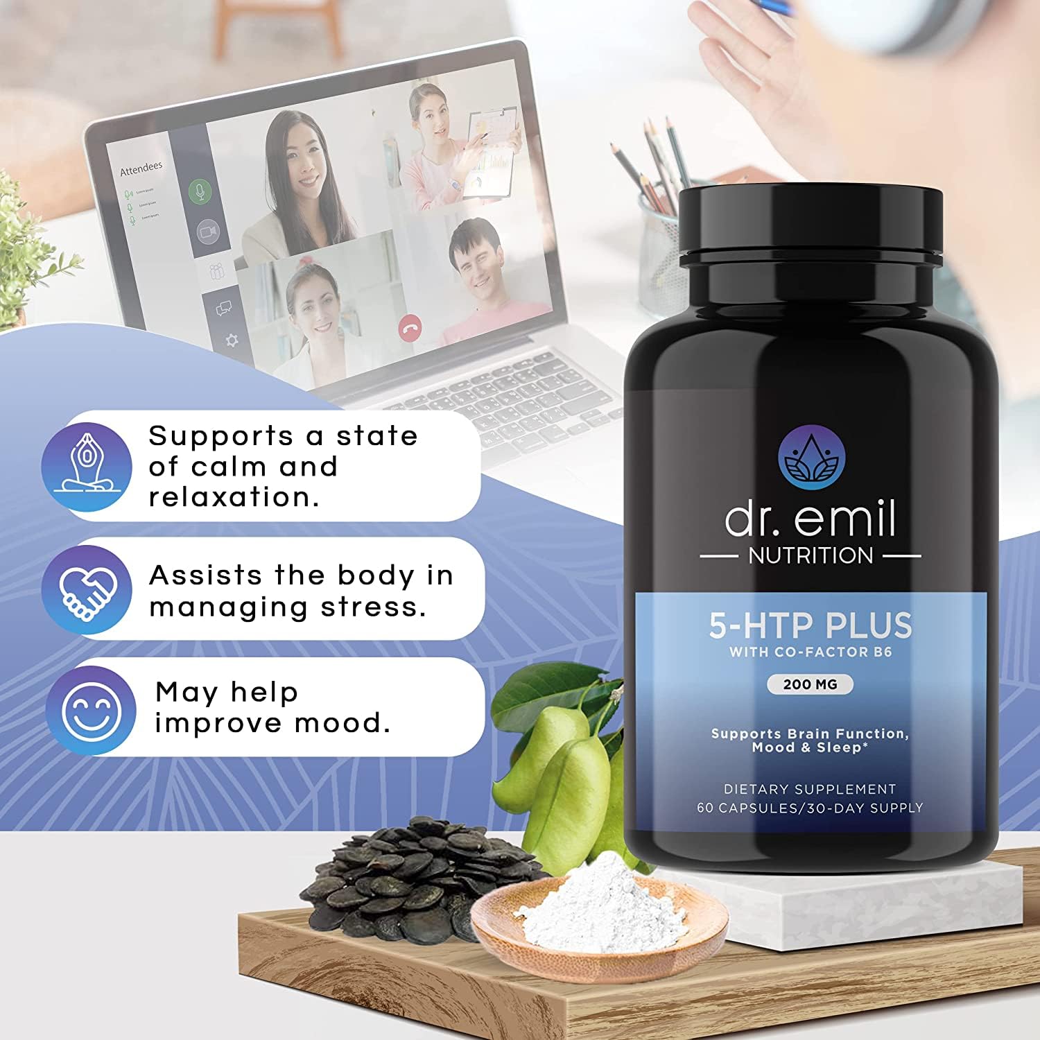 DR EMIL NUTRITION 200 MG 5-HTP Plus with SAM-e for Mood, Stress, and Sleep DR EMIL NUTRITION uk supplements