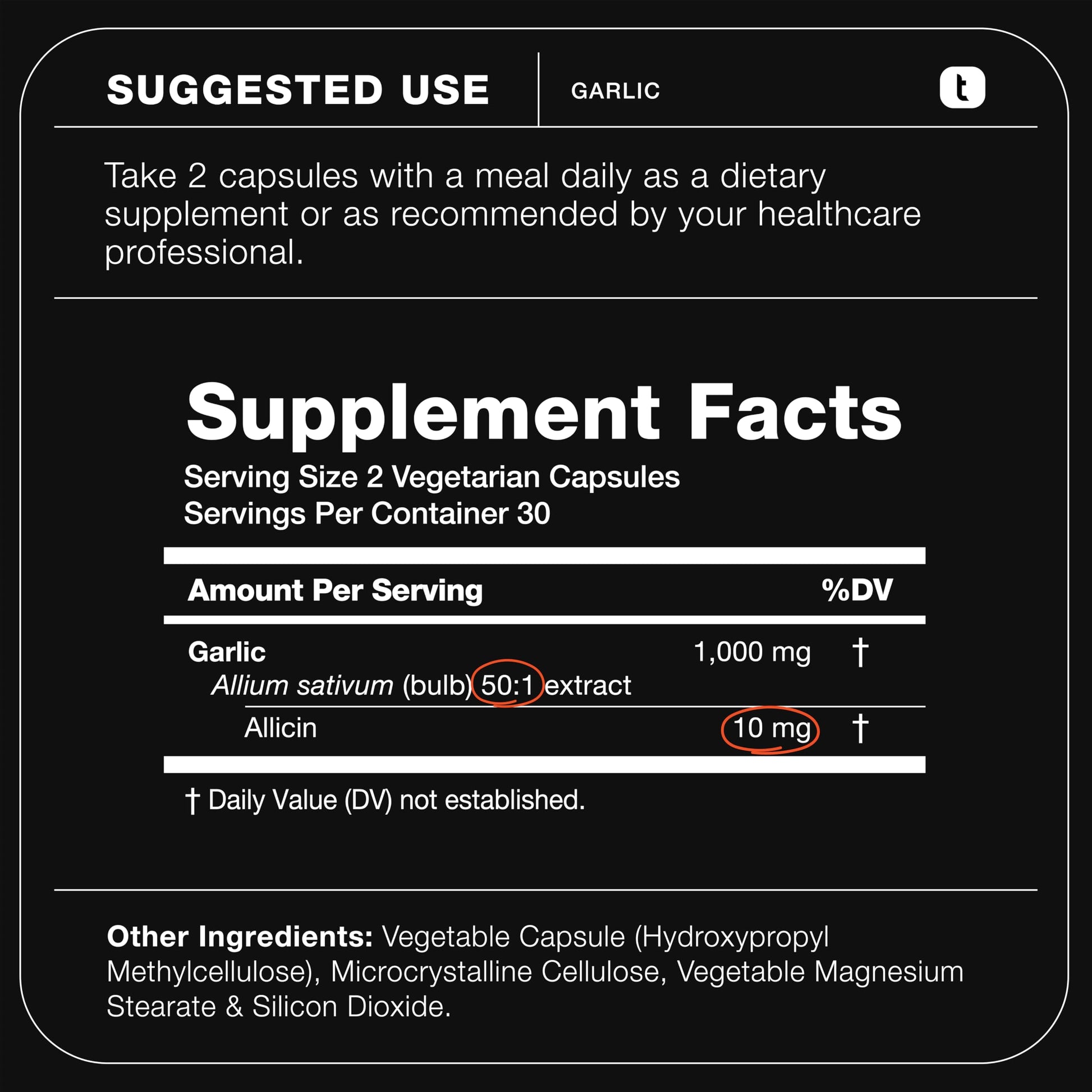 Toniiq Garlic Capsules with 10,000mcg Allicin - Odorless - 50:1 Extract for Maximum Potency - Third-Party Lab Tested - 60 Vegetarian Capsules Toniiq uk supplements