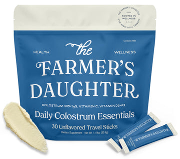 THE FARMER'S DAUGHTER Colostrum Powder | Unflavored | Gut Health & Bloating | Hair, Skin & Nails | Immunity Supplement | 30 Individual Travel Stick Packs THE FARMER'S DAUGHTER uk supplements