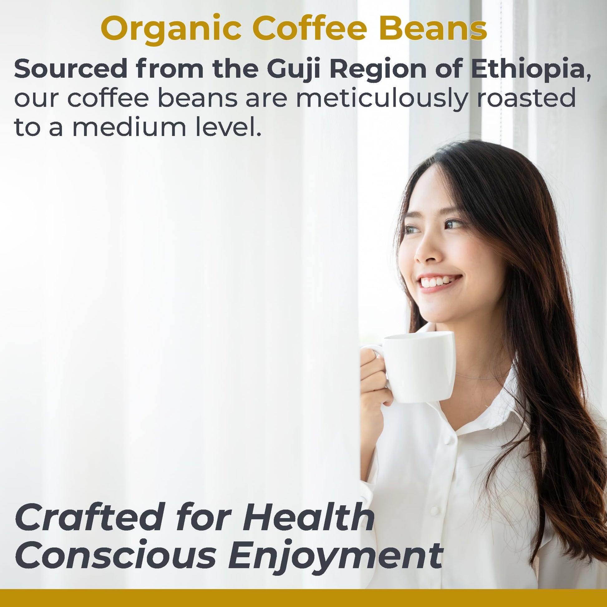 Premier Research Labs Organic Whole Roasted Coffee Beans - Medium Roast, From Guji Region of Ethiopia, Crafted for Optimal Health Benefits, Sweet & Fruity, Well-Balanced, Gluten Free - 1 Pound Premier Research Labs uk supplements