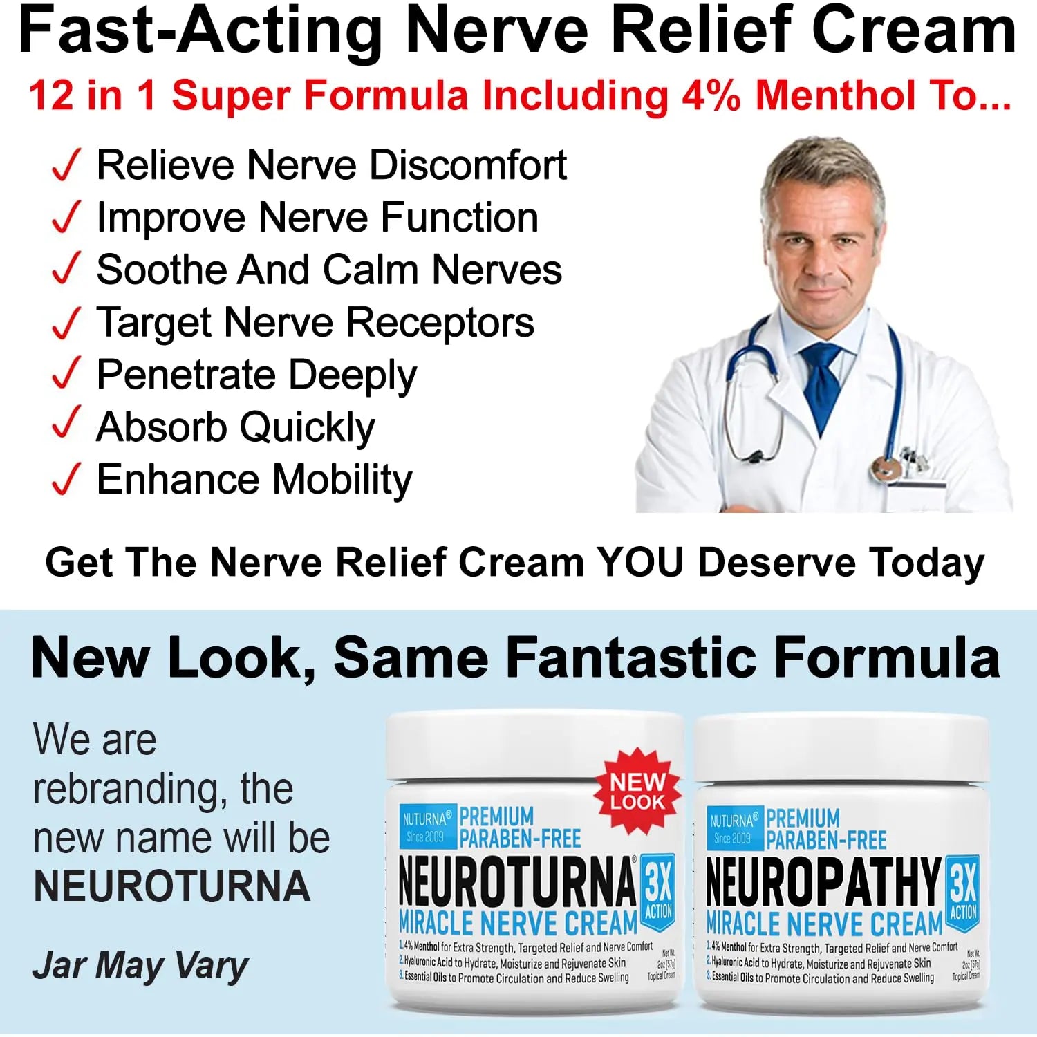 Neuropathy Nerve Relief Cream - Premium Nerve Cream 3X Action for Targeted Relief and Soothing Nerve Comfort - Maximum Strength with 4% Menthol, MSM for Feet Hands Legs Toes & Back - Extra Large 6 Oz Nuturna uk supplements