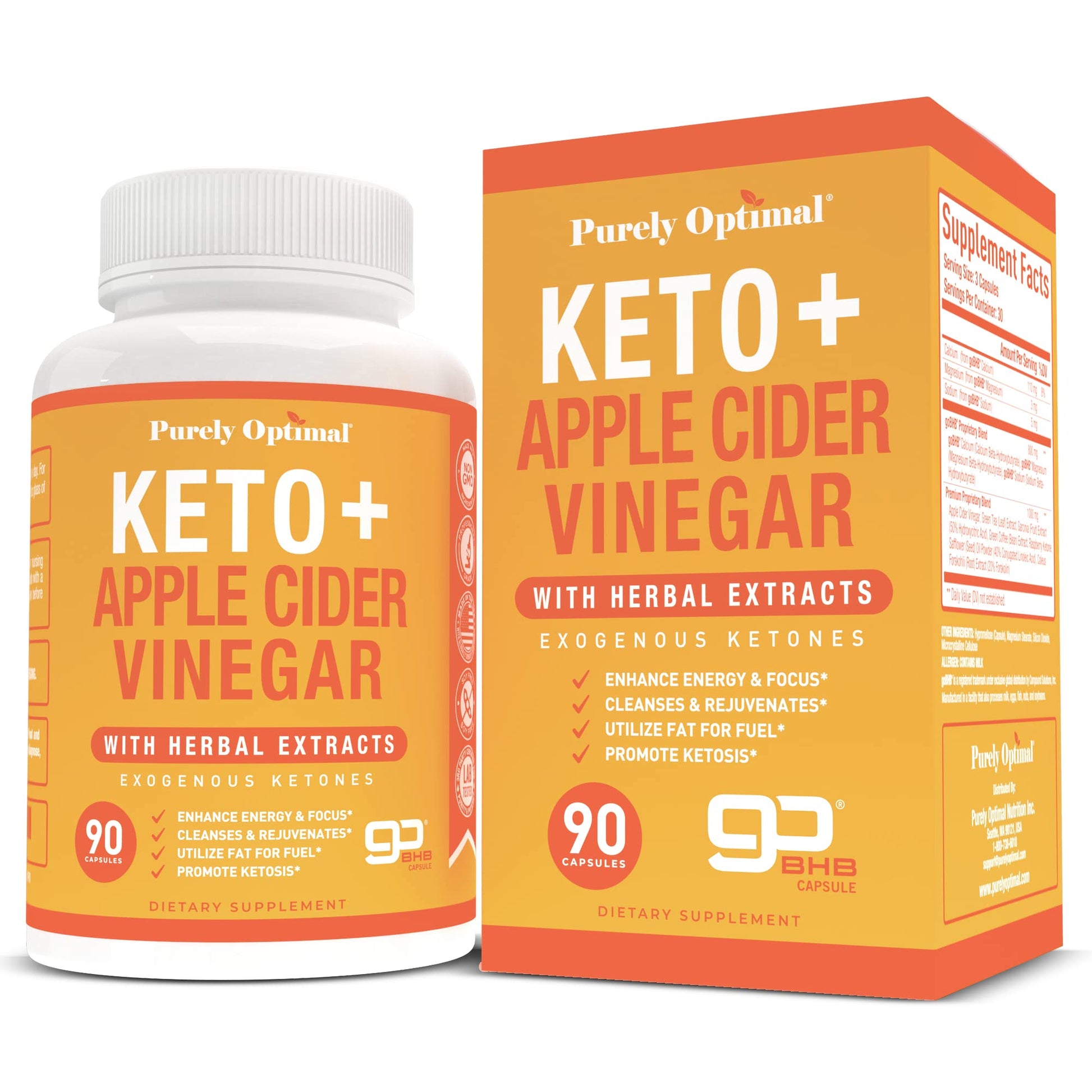 Purely Optimal Premium Keto+Apple Cider Vinegar Pills - Promote Ketosis, Boost Energy Purely Optimal uk supplements