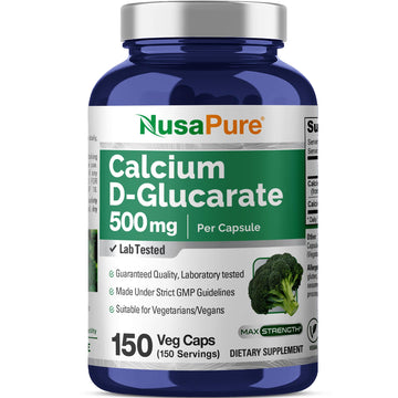 NusaPure Calcium D-Glucarate 500 mg 150 Veggie Caps, Vegan, Non-GMO, Gluten-Free NusaPure uk supplements