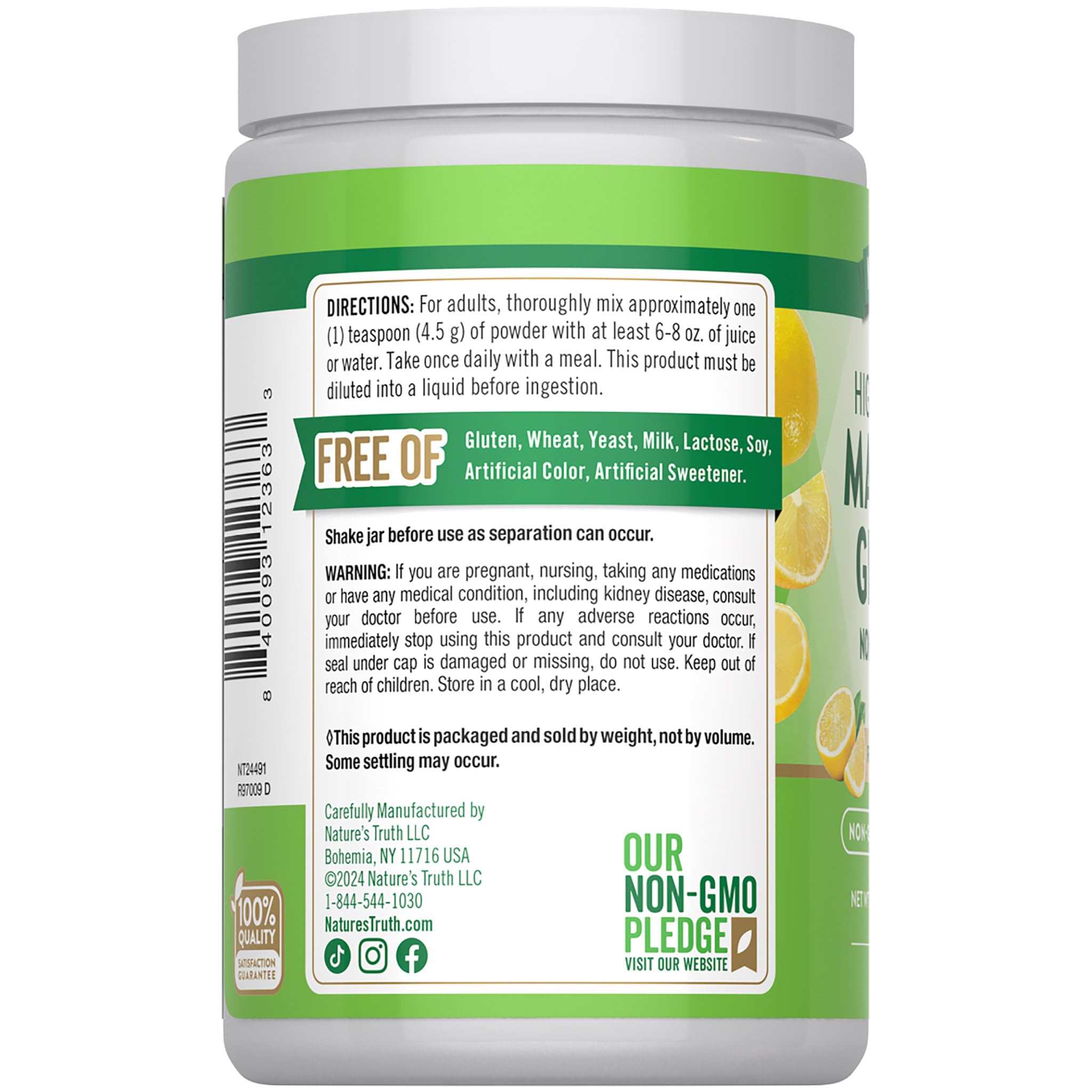 Nature's Truth Magnesium Glycinate Powder | 6 oz | Lemon Flavor | High Absorption | Vegan, Non-GMO, Gluten Free Supplement Nature's Truth uk supplements