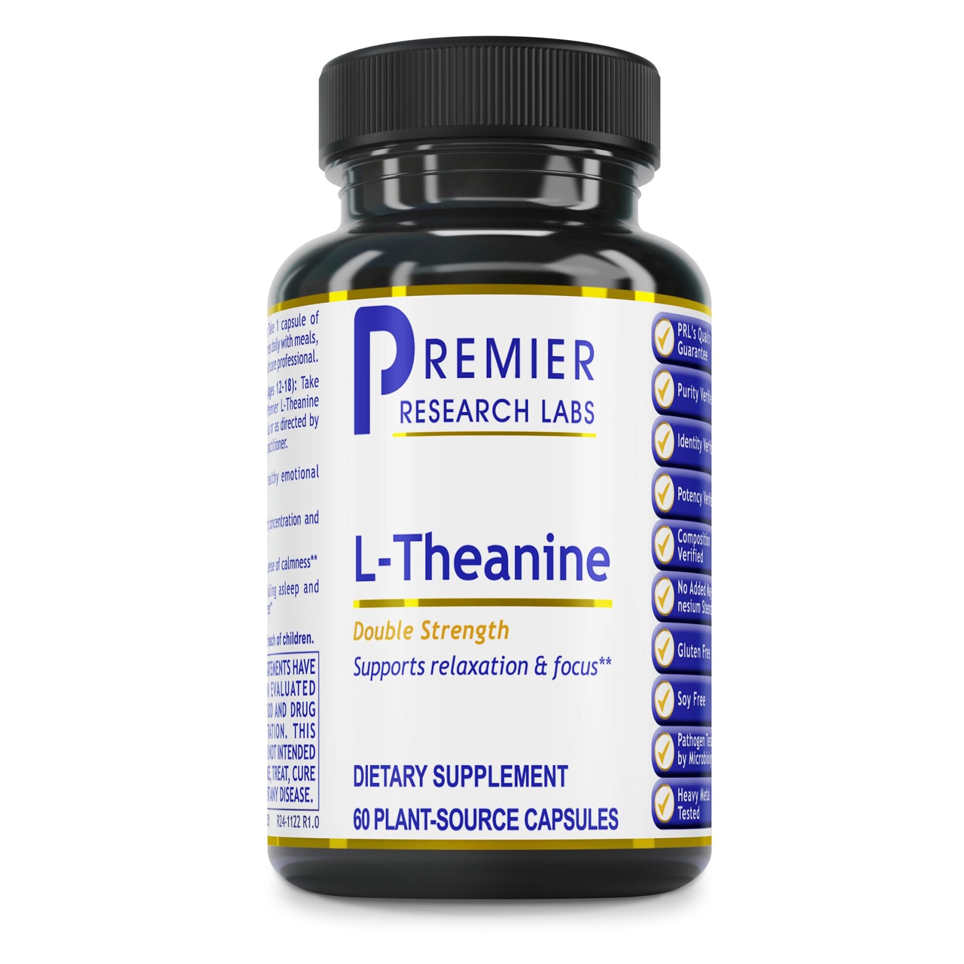 Premier Research Labs L-Theanine Double Strength - Pure L Theanine Supplement 200mg, Focus & Energy Support for Men & Women, Amino Acid for Relaxation, Support for Adults & Kids - 60 Vegan Capsules Premier Research Labs uk supplements