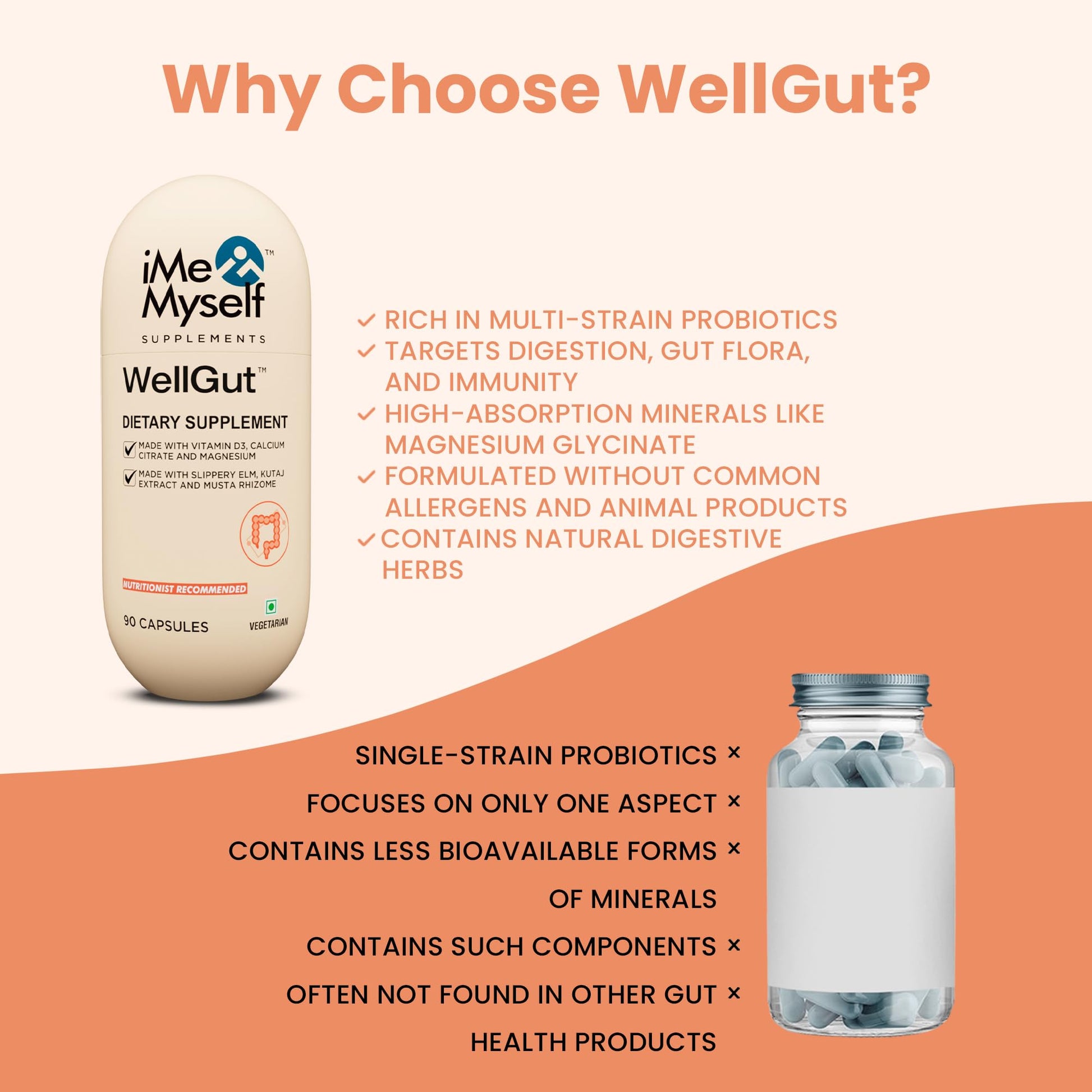 iMeMyself WellGut Daily Herbal Supplement | Traditional Herbs with Minerals & Probiotics 90 Vegan Capsules iMeMyself uk supplements