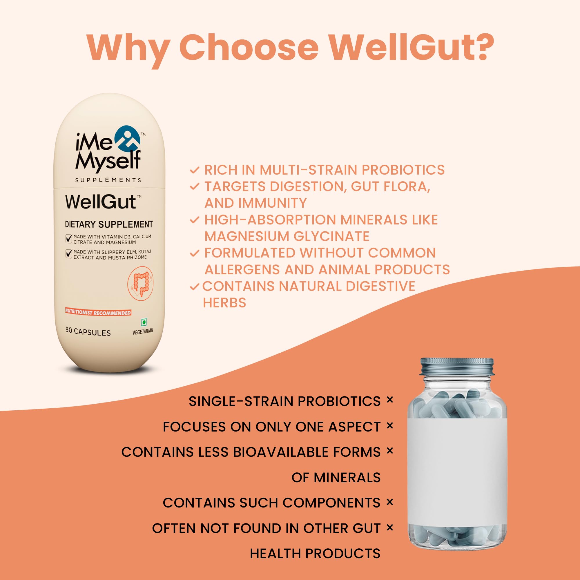 iMeMyself WellGut Daily Herbal Supplement | Traditional Herbs with Minerals & Probiotics 90 Vegan Capsules iMeMyself uk supplements