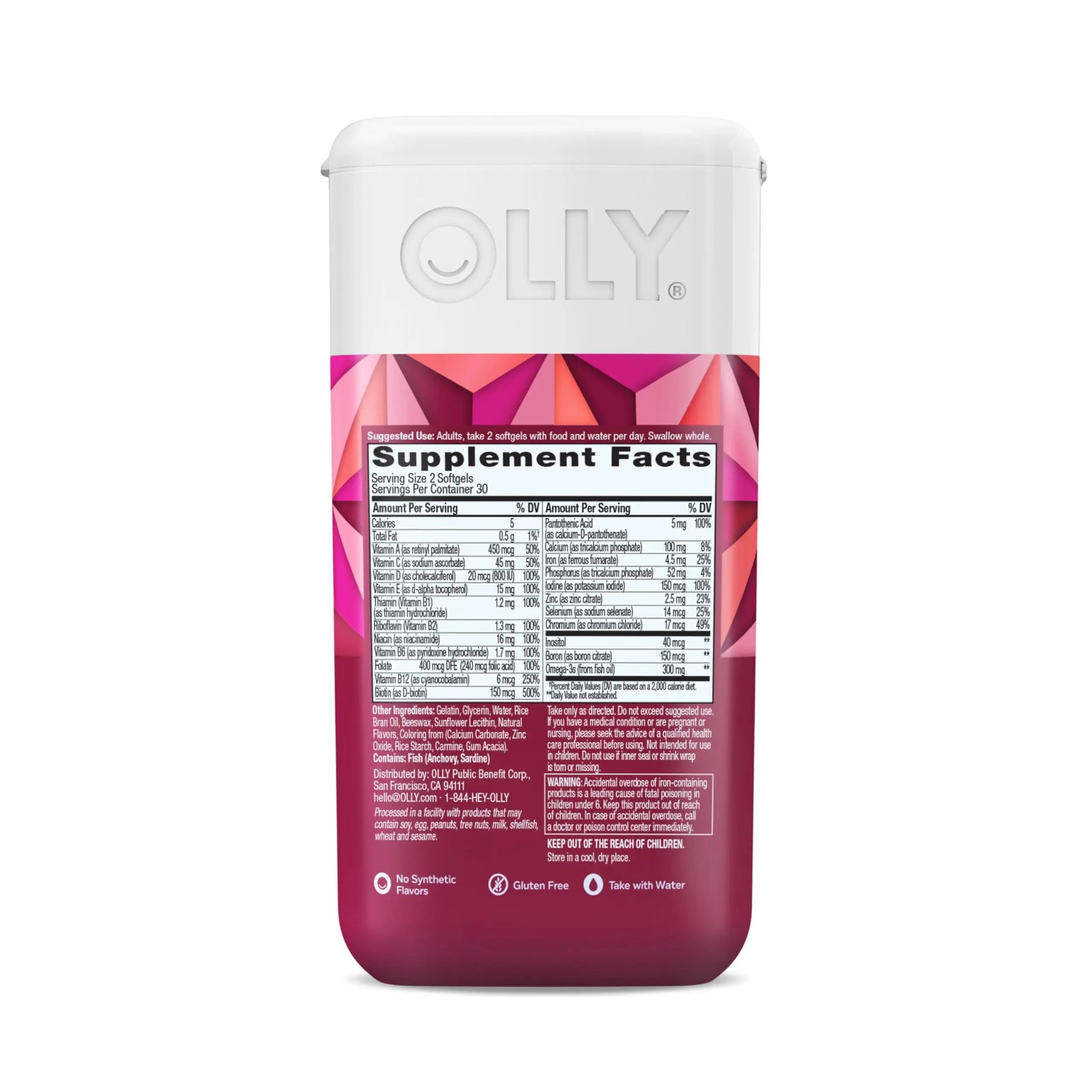 OLLY Ultra Women's Multi Softgels, Overall Health and Immune Support, Omega-3s, Iron, Vitamins A, D, C, E, B12, Daily Multivitamin OLLY uk supplements