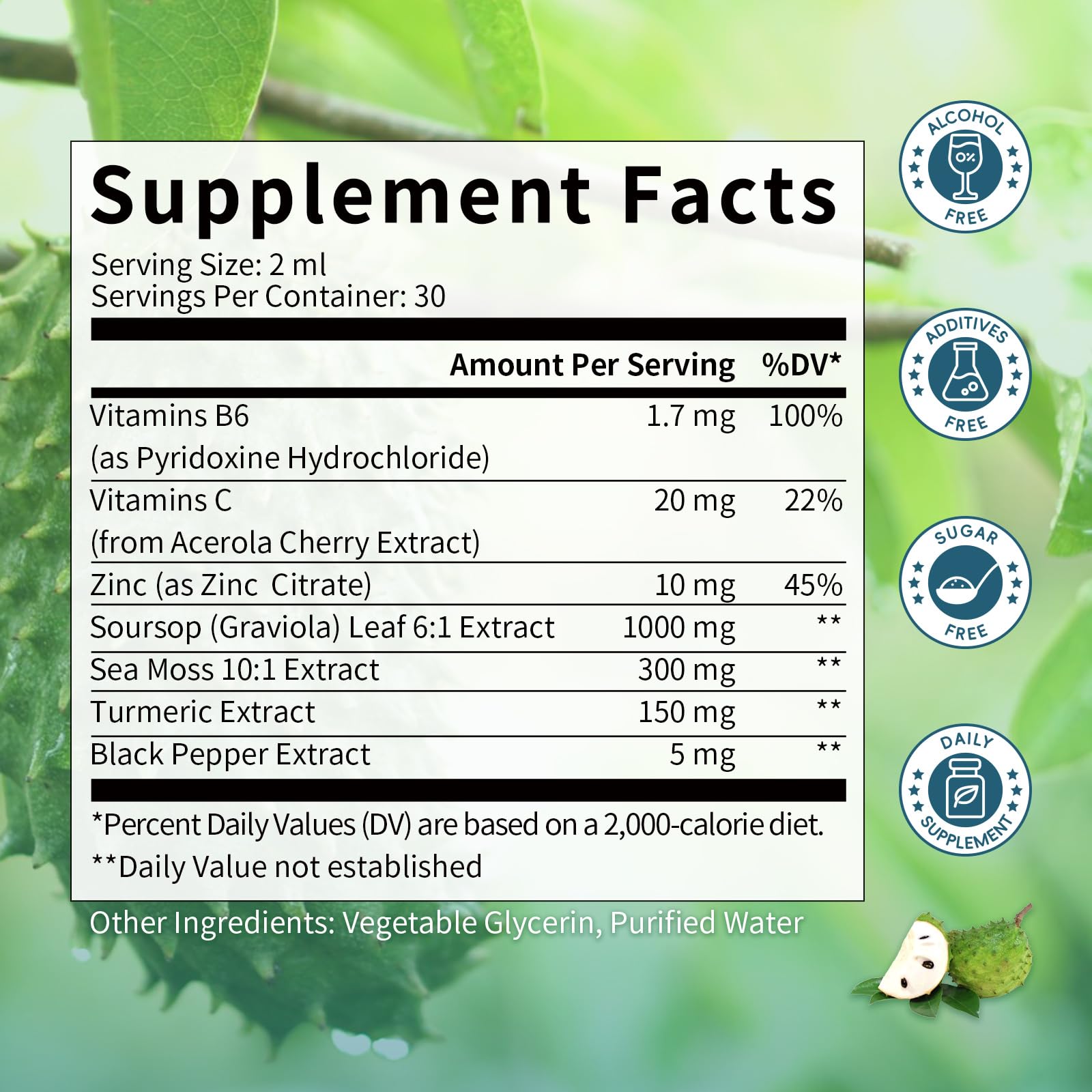 Catfit Soursop Graviola Liquid Drop – Soursop Drops for Cell Support, Antioxidant, Relaxation & Immune Boost with Sea Moss, Turmeric, Black Pepper, B6 C, Zinc, Sugar Free, Gluten Free, Vegan, 2 Fl Oz Catfit uk supplements