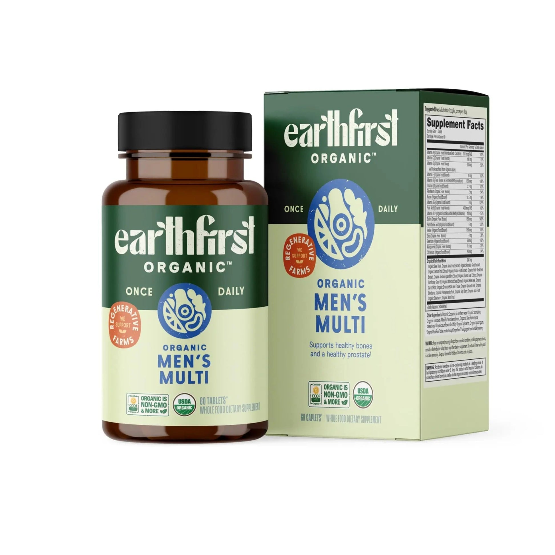 EarthFirst Organic Men’s Multi Once Daily, Whole-Food Multivitamin with 19 Vitamins & Minerals for Energy, Heart, Bone Strength EarthFirst Organic uk supplements