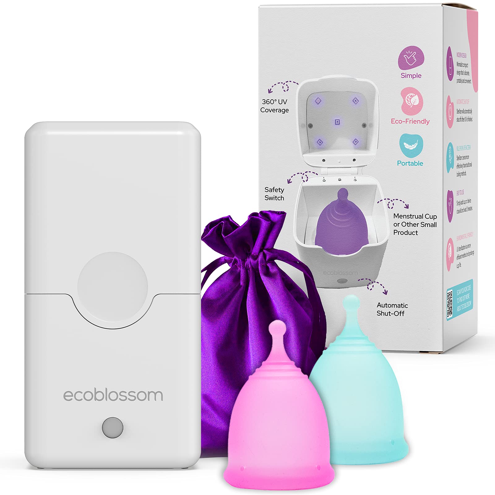 Ecoblossom Menstrual Cup Sterilizer - Modern Menstrual Cup Cleaner Unscented Sanitizer EcoBlossom uk supplements