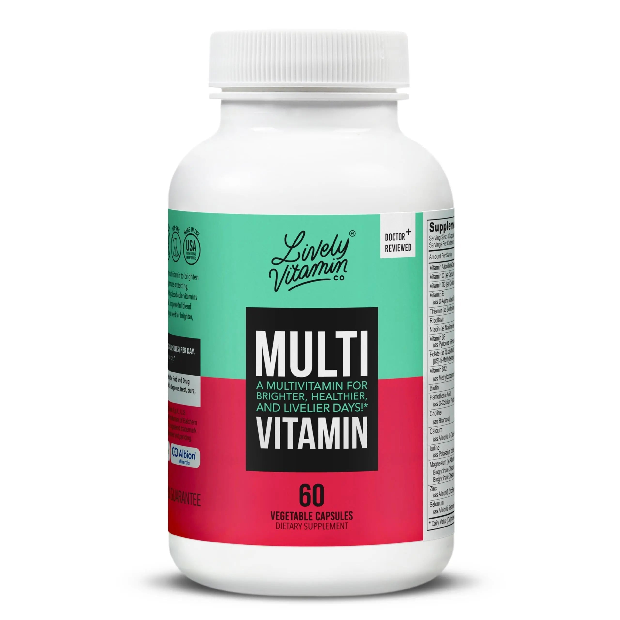 LIVELY VITAMIN CO. Multivitamin - 37 Vitamins Minerals and Extracts - Energy - Memory - Immune Function - Heart- Brain - Focus - Mood - Antioxidants - Dairy Gluten Soy Free - 60 Vegetarian Capsules LIVELY VITAMIN CO uk supplements