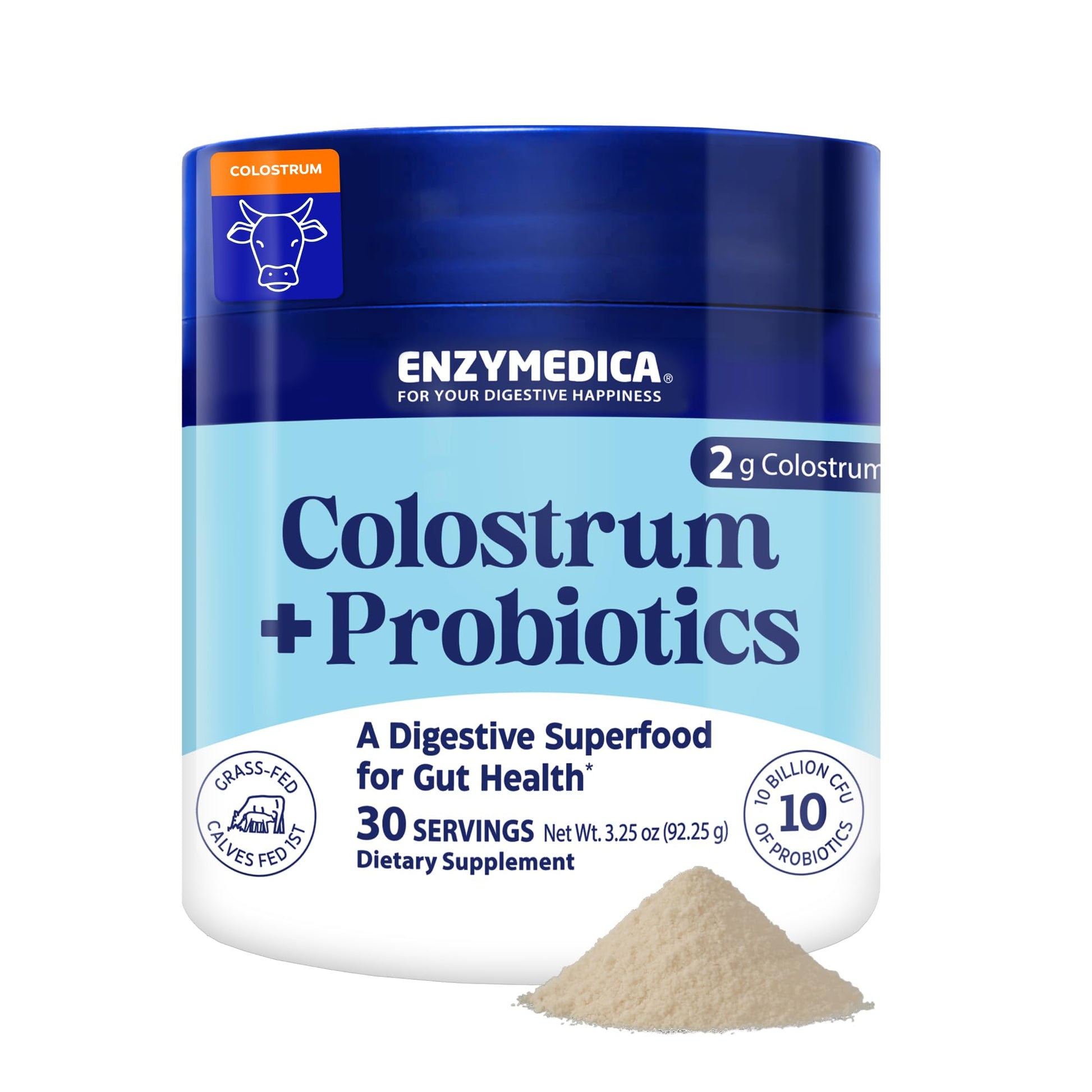 Enzymedica Colostrum + Probiotics Powder Supplement - Grass Fed Bovine Colostrum for Women & Men, Peptide & Lactoferrin Support, Promotes Hair, Skin, Nails, Immune & Gut Health, Gluten Free - 3.25 oz Enzymedica uk supplements