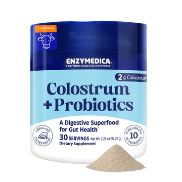 Enzymedica Colostrum + Probiotics Powder Supplement - Grass Fed Bovine Colostrum for Women & Men, Peptide & Lactoferrin Support, Promotes Hair, Skin, Nails, Immune & Gut Health, Gluten Free - 3.25 oz Enzymedica uk supplements