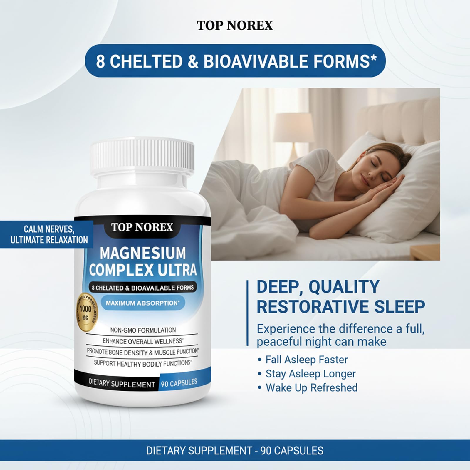 Top Norex Magnesium Complex Ultra - 8 Elemental 1000mg Magnesium Blend, Easy Absorption, 90 Capsules (1) Top Norex uk supplements