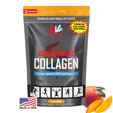 PhysiVantage Supercharged Collagen Peptides Powder - Hydrolyzed Collagen for Joint, Tendon, Ligament, & Skin Health Support - Peach Mango, Keto, Paleo, 16oz | Enhanced with Vitamin C, BCAAs, Grass-Fed PhysiVantage uk supplements