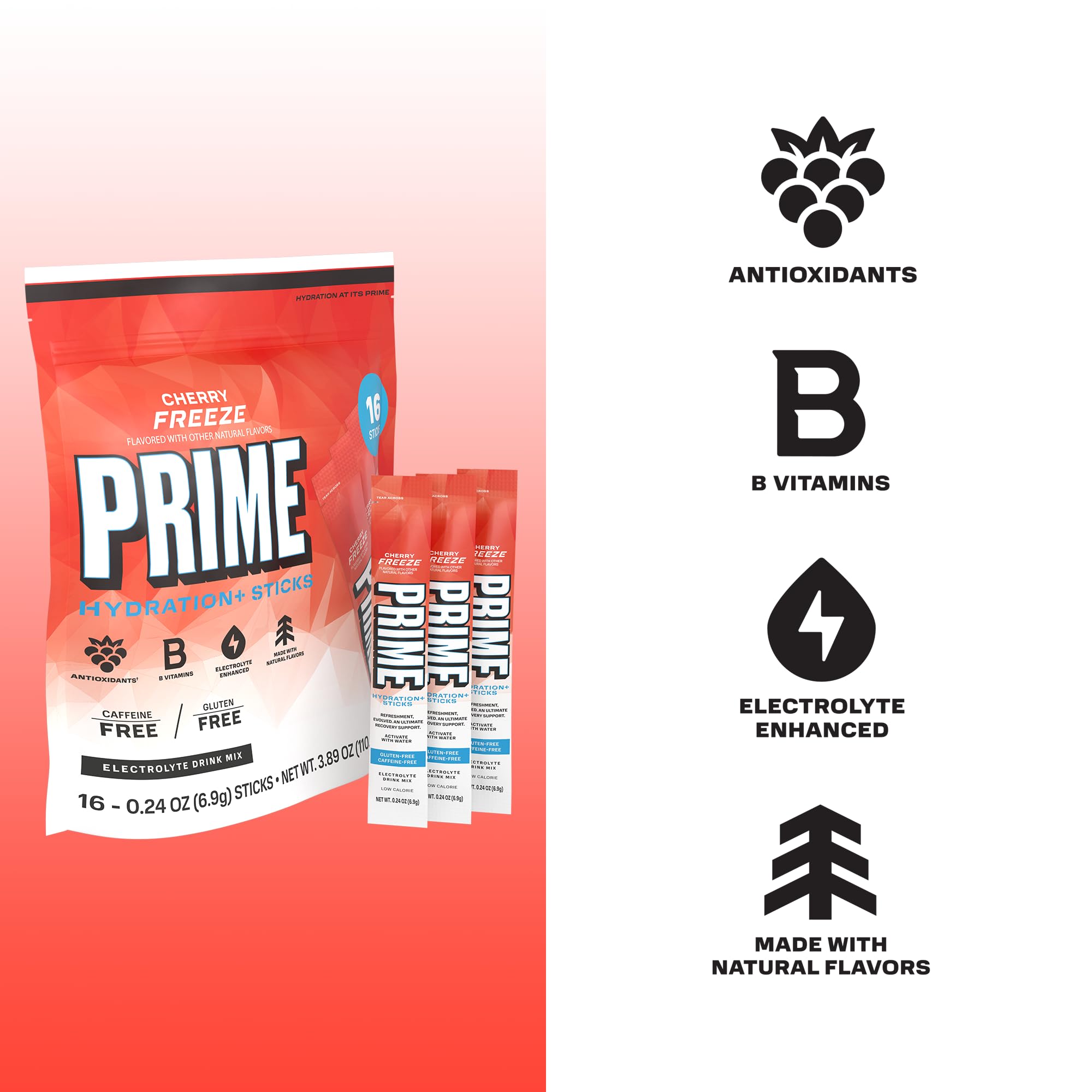 PRIME HYDRATION+ Electrolyte Powder Sticks, Cherry Freeze, Sugar Free Hydration Drink Mix with Potassium, Magnesium & B Vitamins PRIME HYDRATION uk supplements